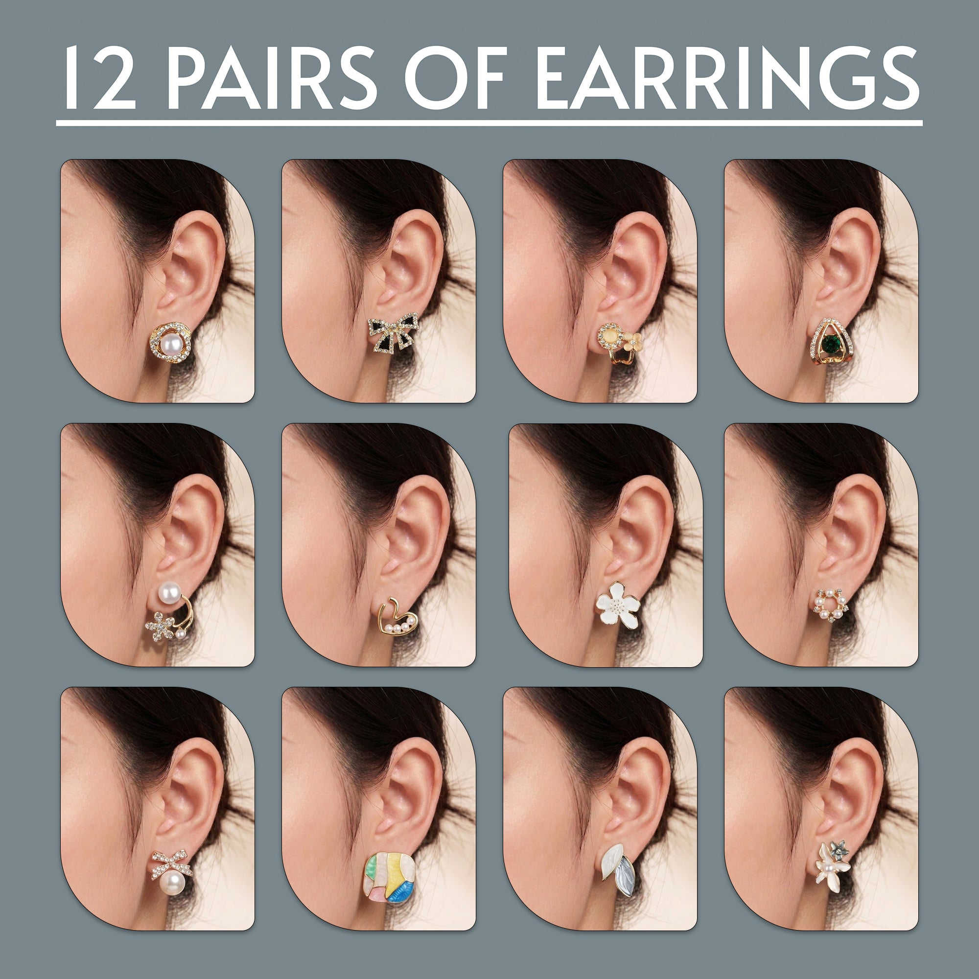 Pretty Pairings Set Of 12 Designer Earrings With Jewelry Box