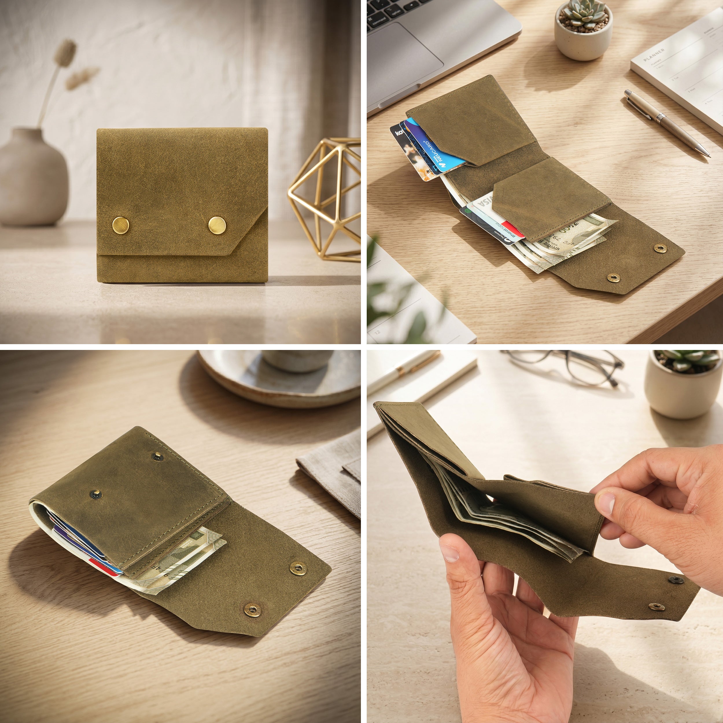 Snapper Minimalist Genuine Leather Wallet - Green