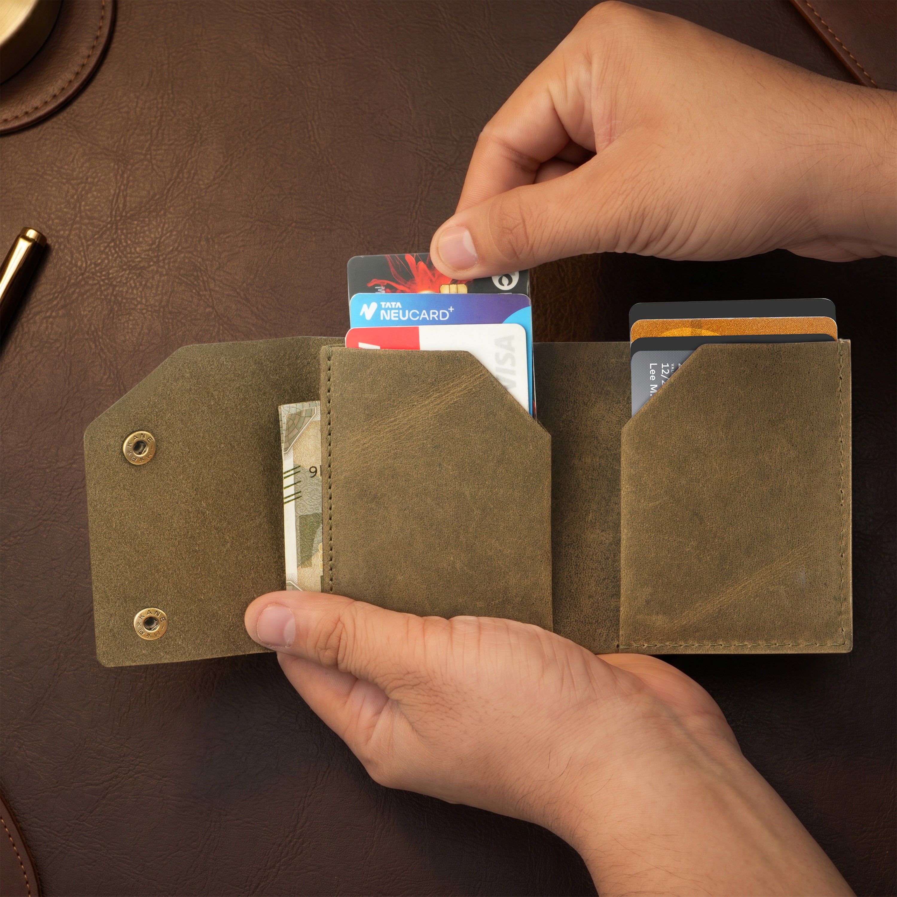 Snapper Minimalist Genuine Leather Wallet - Green