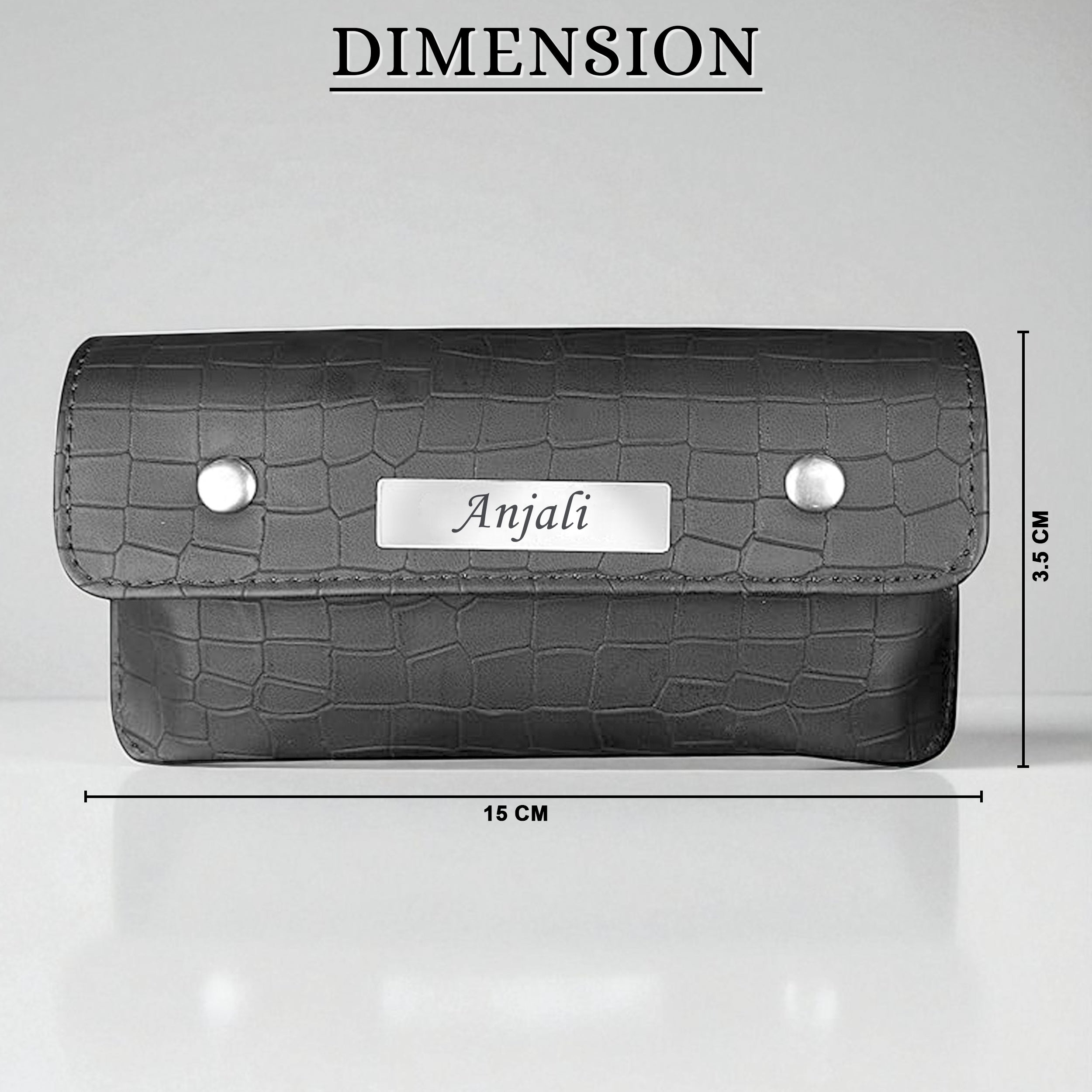 Personalized Croco Design Eyewear Case With Name - Grey