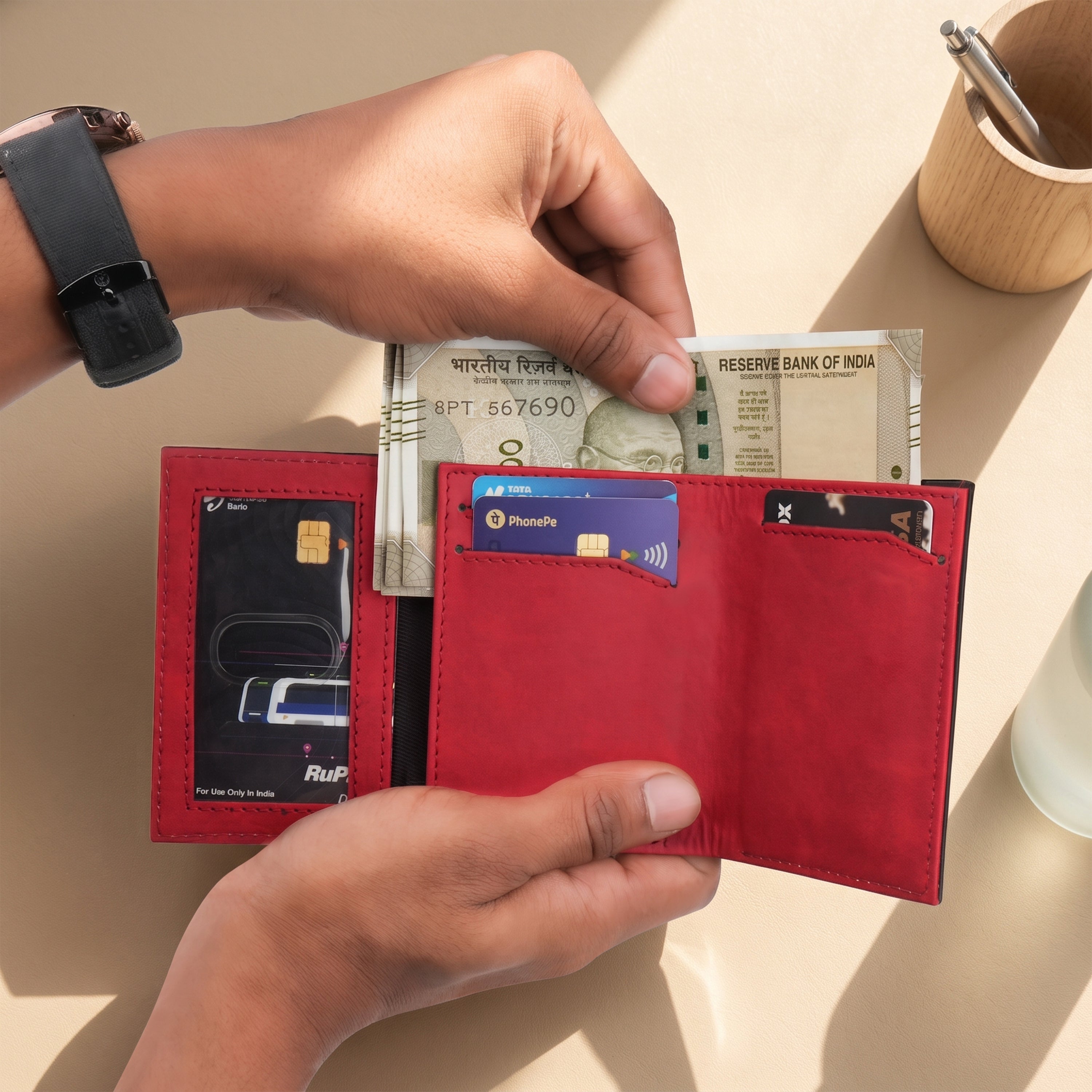 SlideX Neo RFID-Protected Dual Color Wallet Cardholder - Black & Red