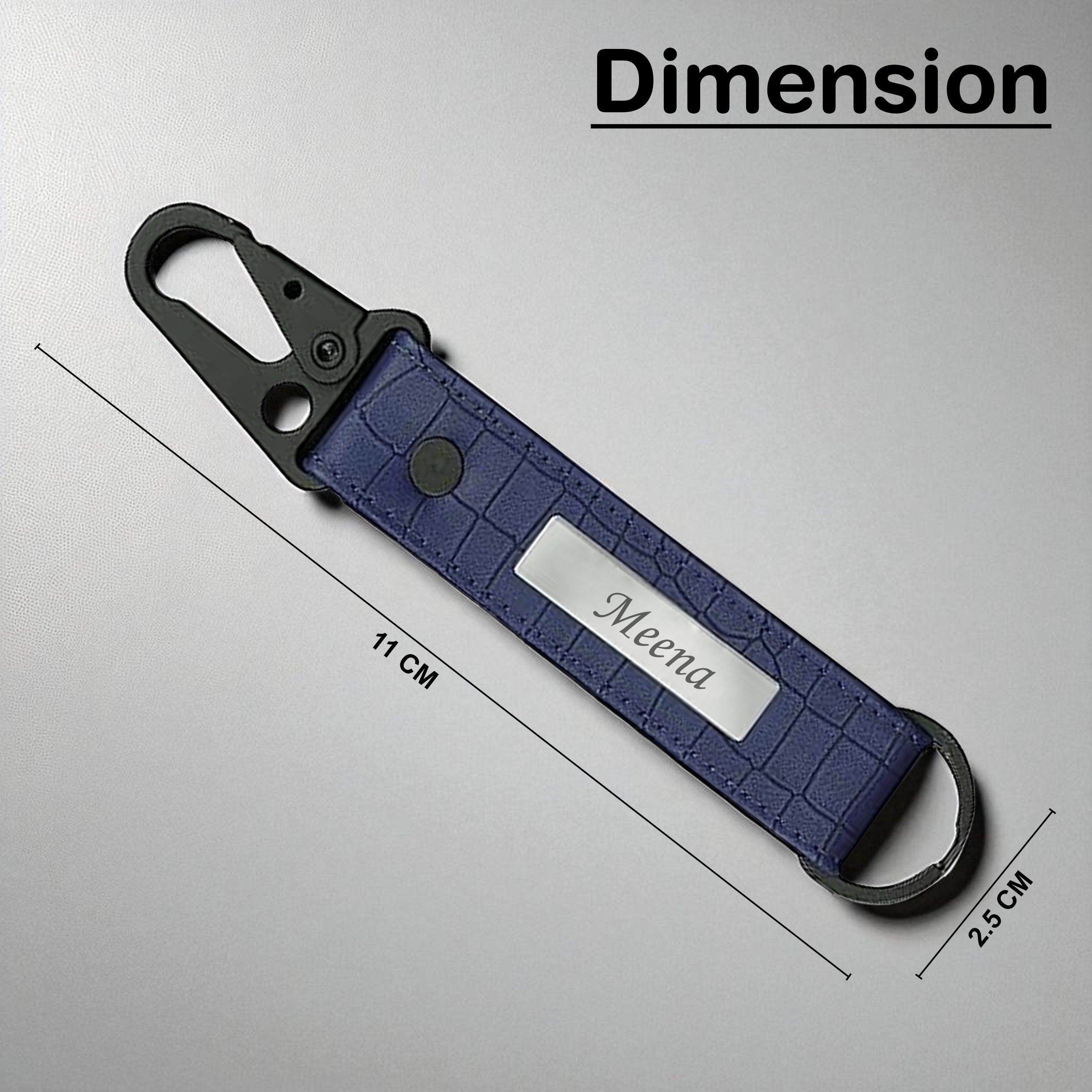 Personalized Croco Design Keychain With Name - Blue