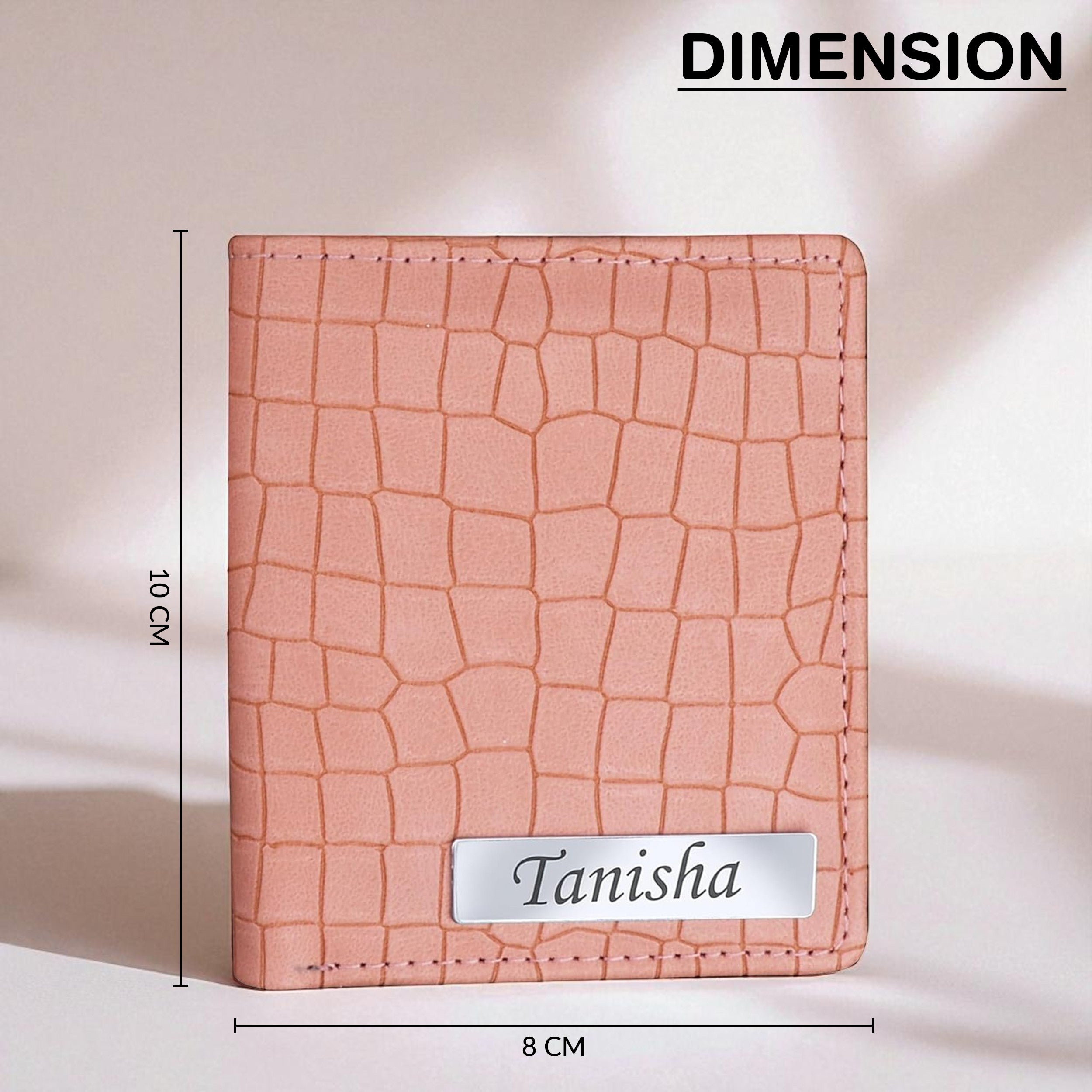 Personalized Croco Design Cardholder With Name - Beige