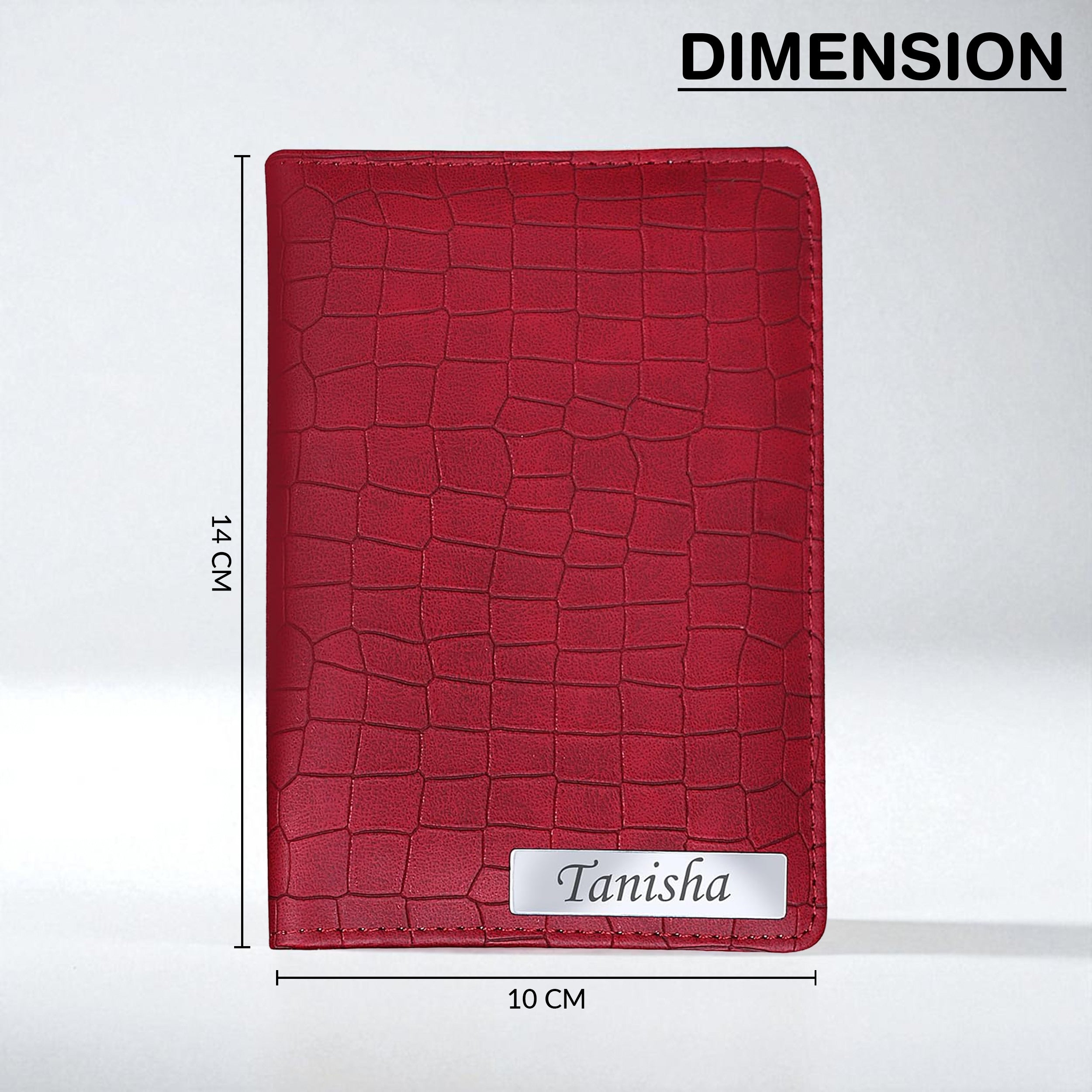 Personalized Croco Design Passport Cover With Name - Red