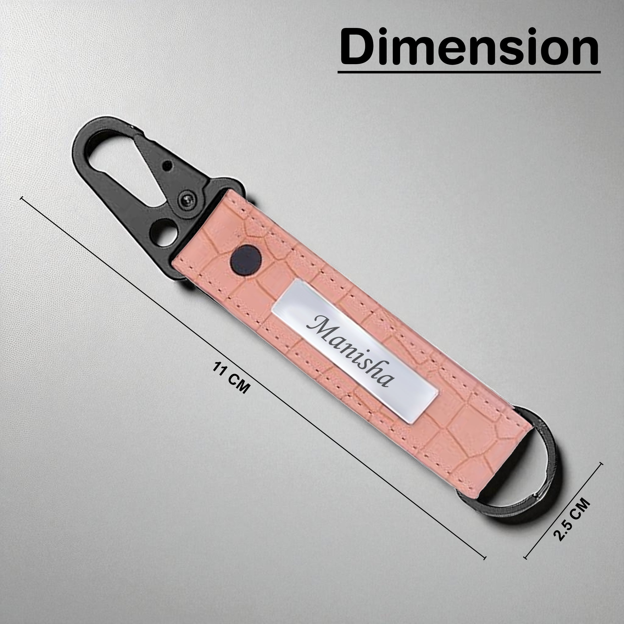 Personalized Croco Design Keychain With Name - Beige