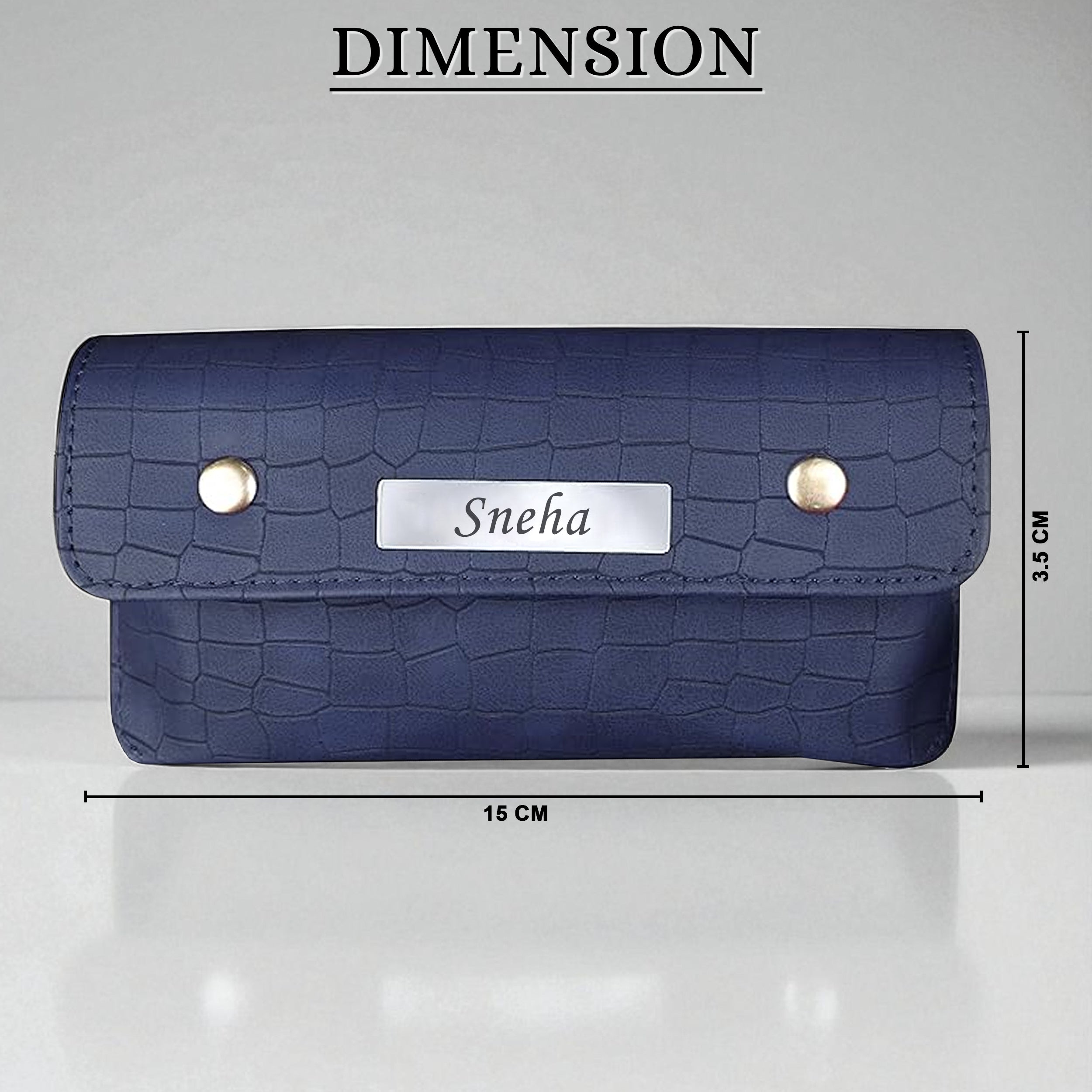 Personalized Croco Design Eyewear Case With Name - Blue