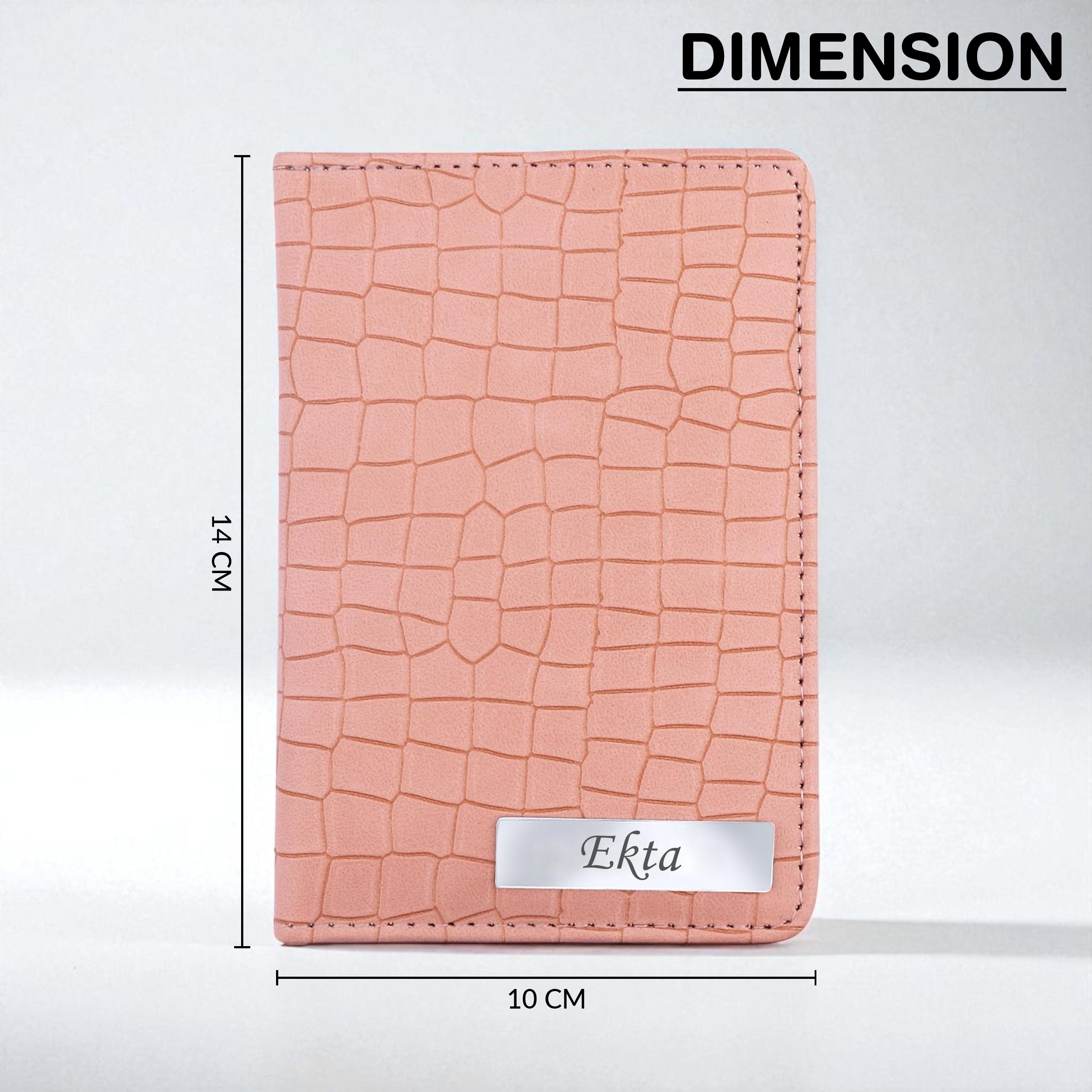 Personalized Croco Design Passport Cover With Name - Beige