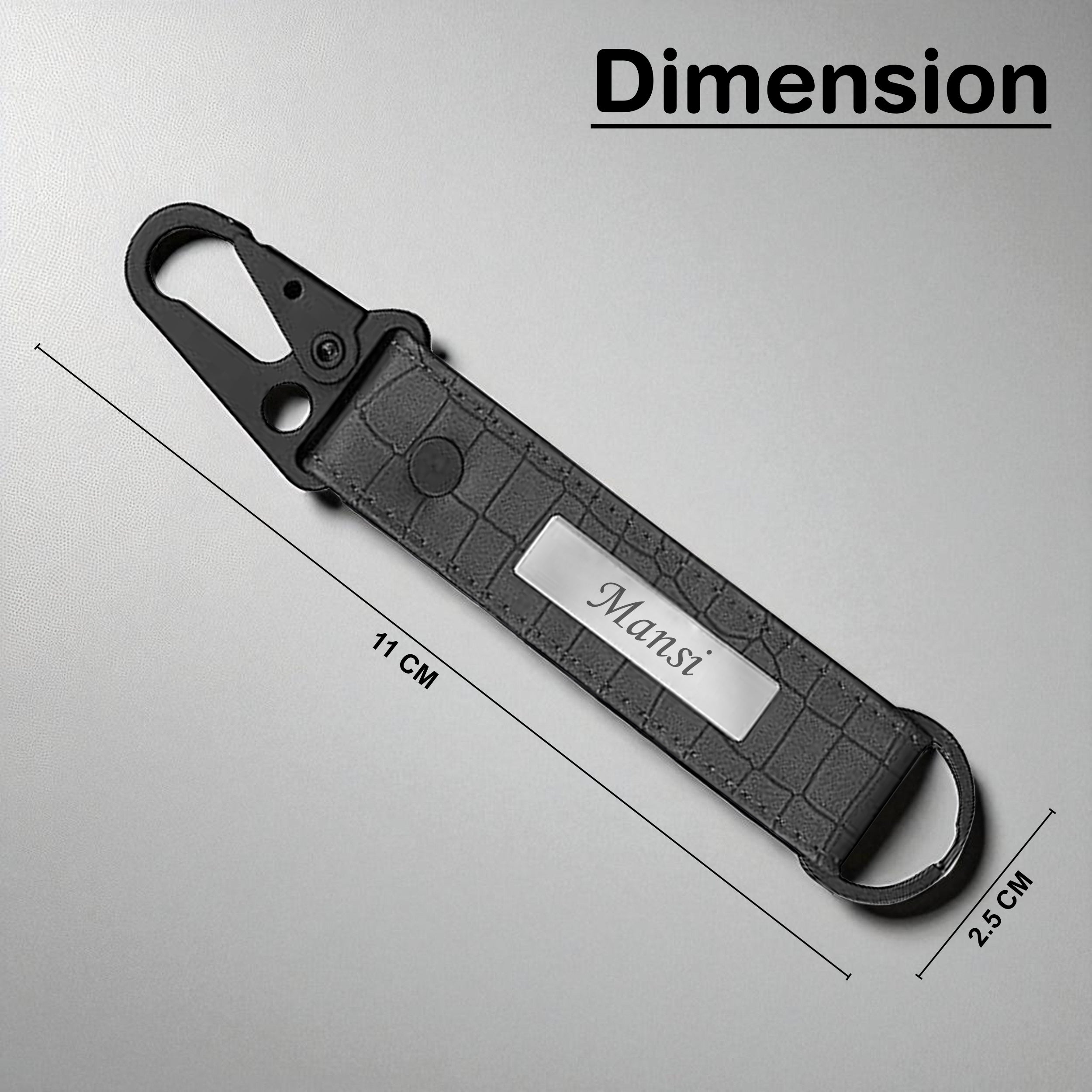 Personalized Croco Design Keychain With Name - Grey