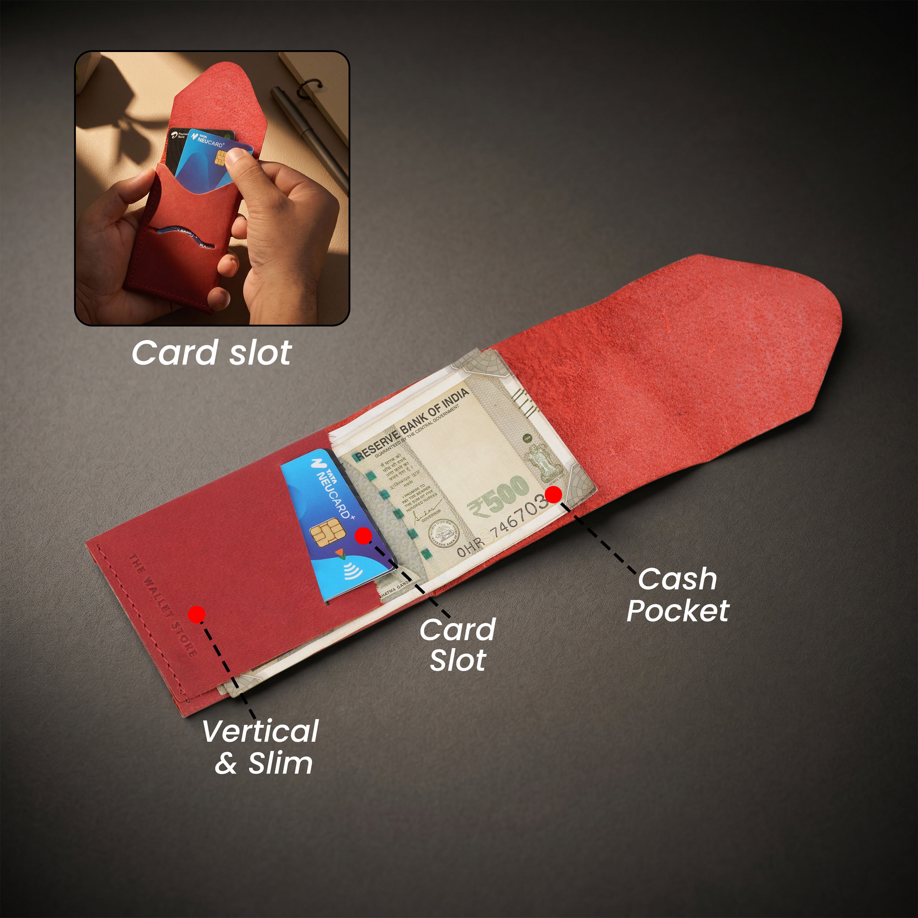 Urban Flip Genuine Leather Wallet - Red