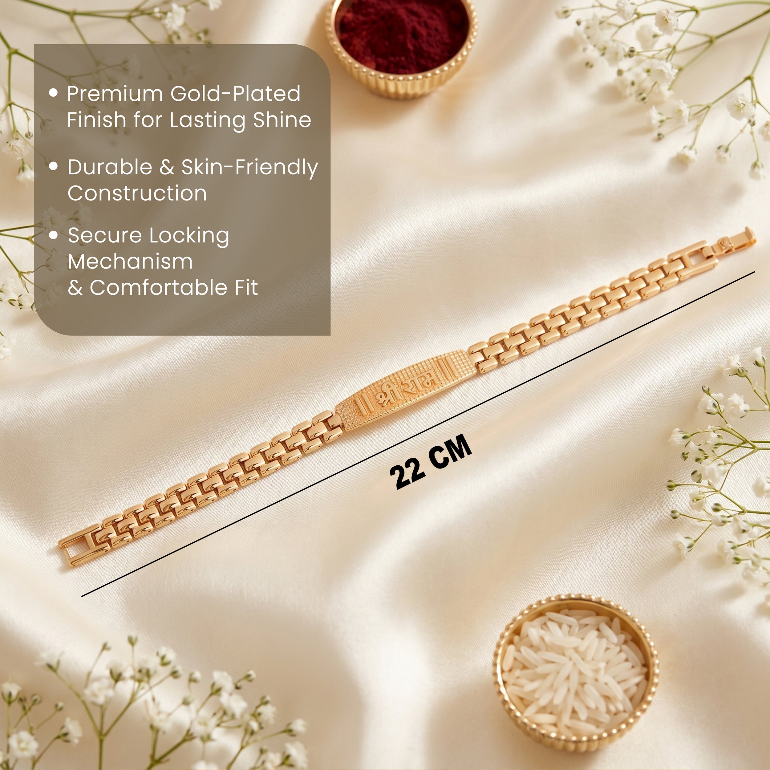 Shri Ram Shakti Bracelet Rakhi - Golden