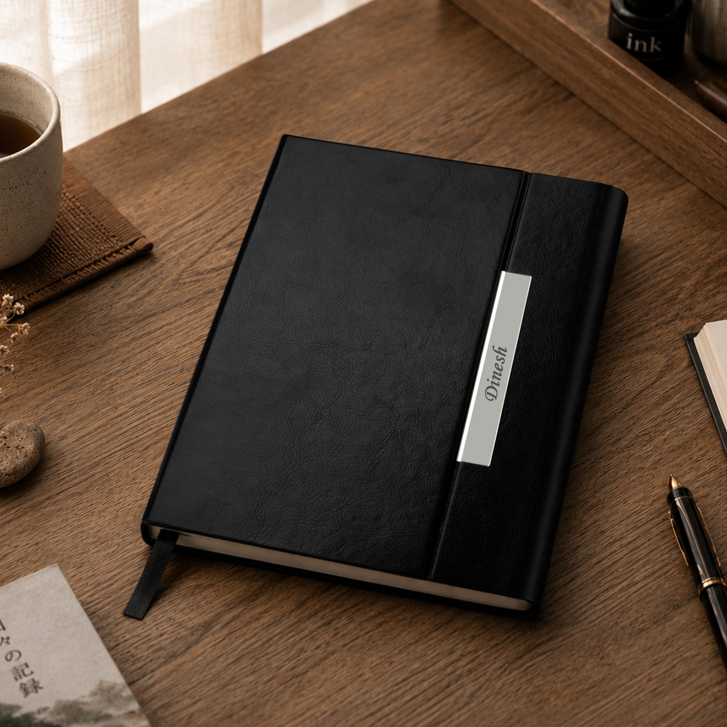 Monarch Personalized A5 Leatherette Diary & Pen Set - Black