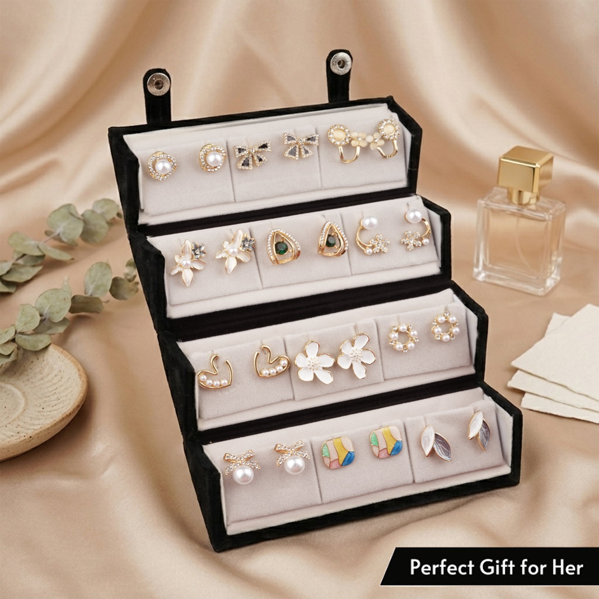Pretty Pairings Set Of 12 Designer Earrings With Jewelry Box