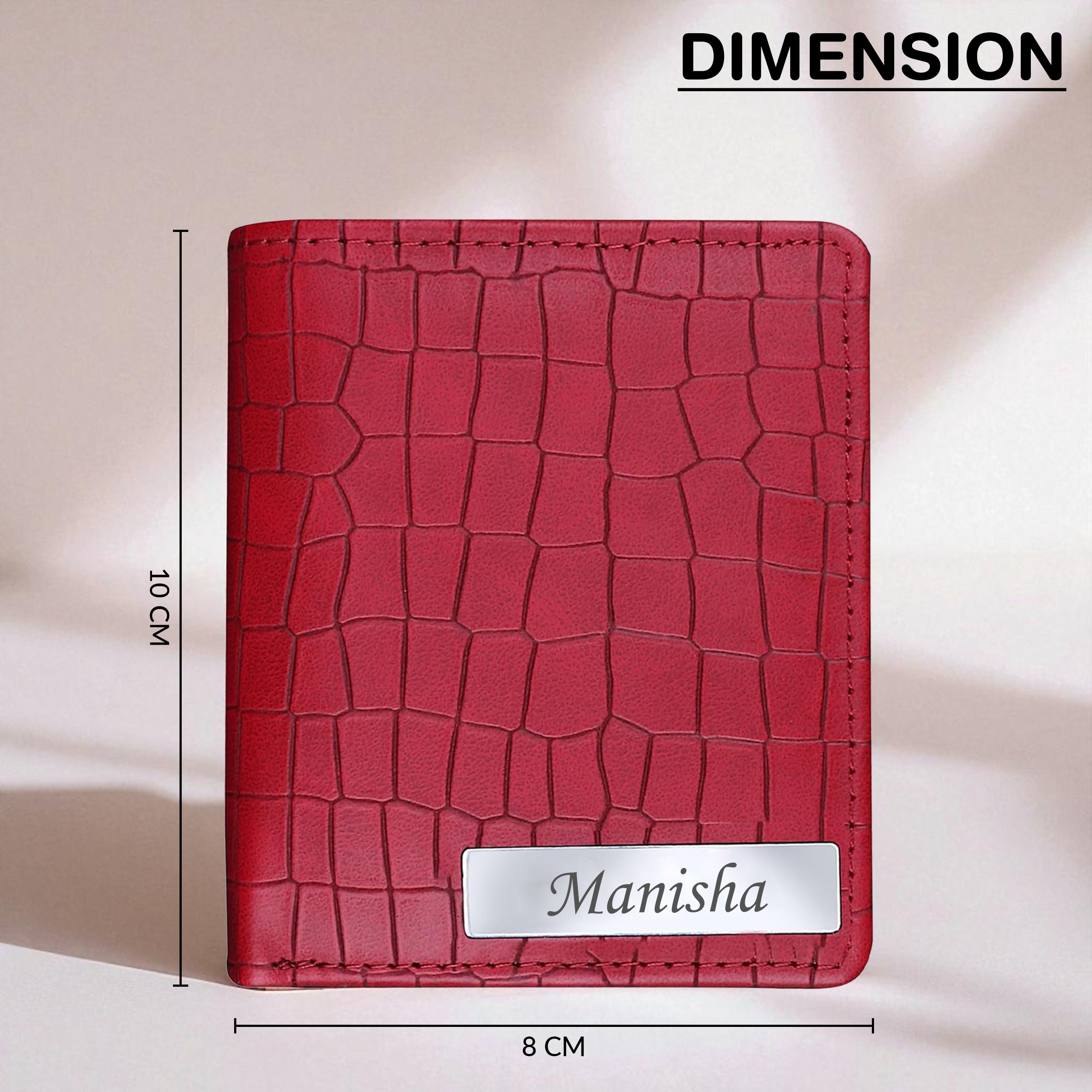 Personalized Croco Design Cardholder With Name - Red