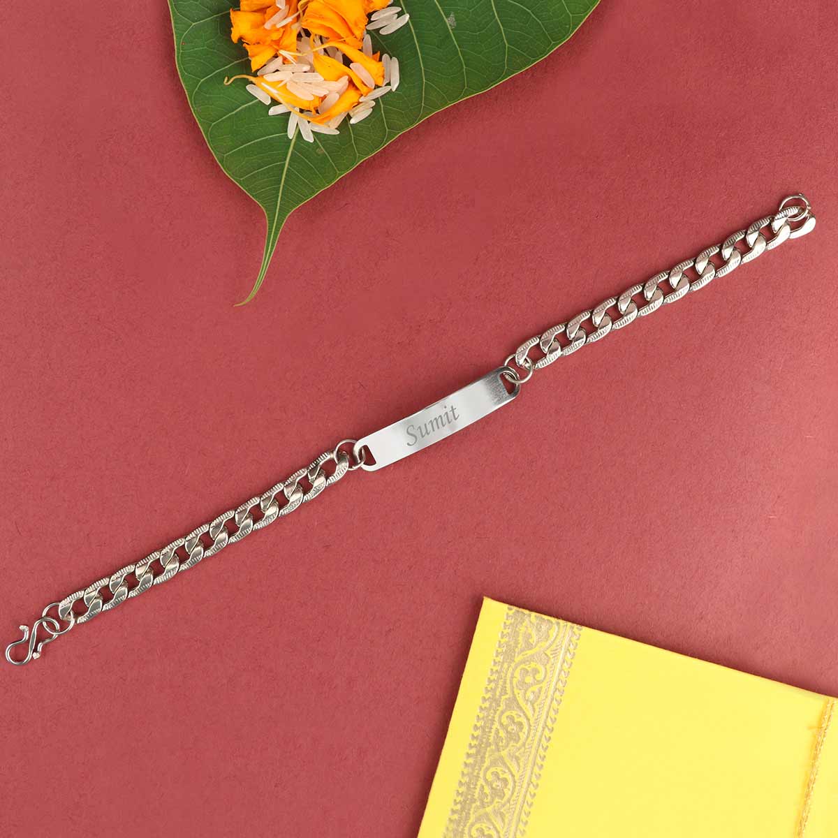 Personalized Chain Style Metal Rakhi With Name