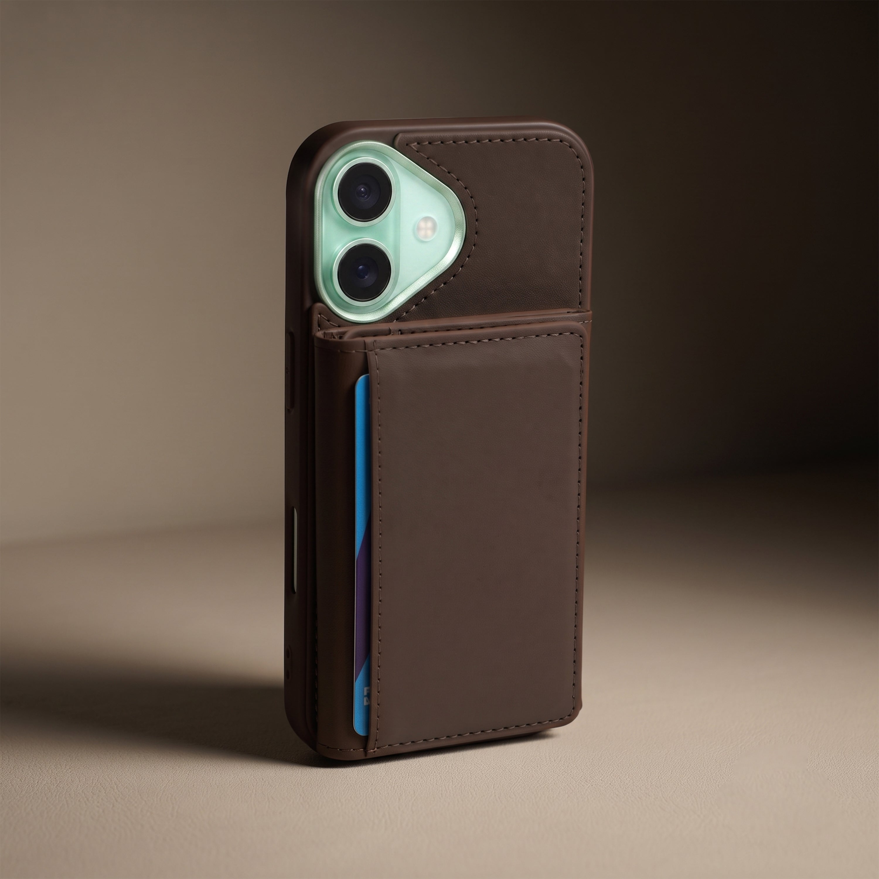 iPhone 16 Magnetic Case with Detachable Cardholder - Brown