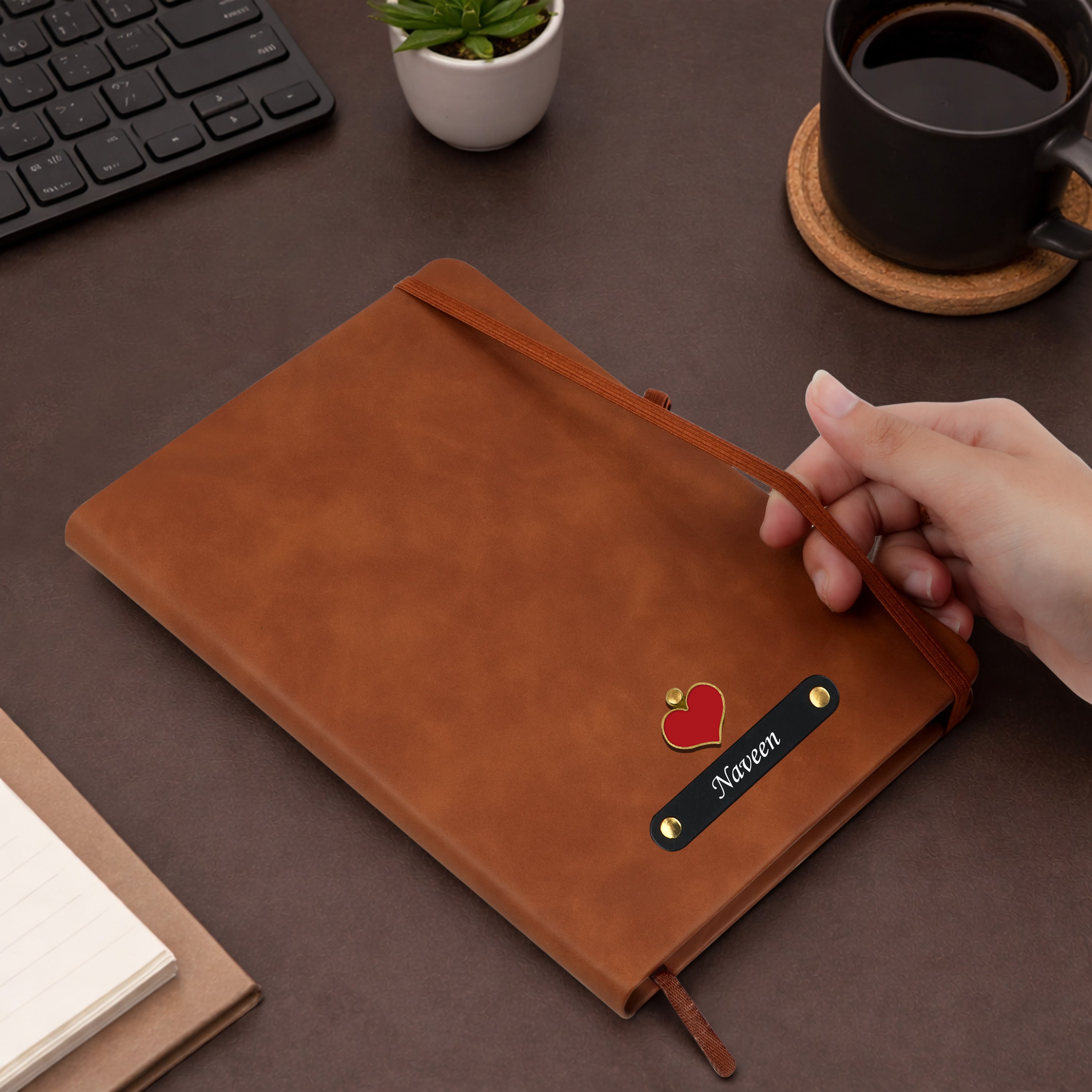 Personalized Inkspire Diary With Name & Charm - Tan