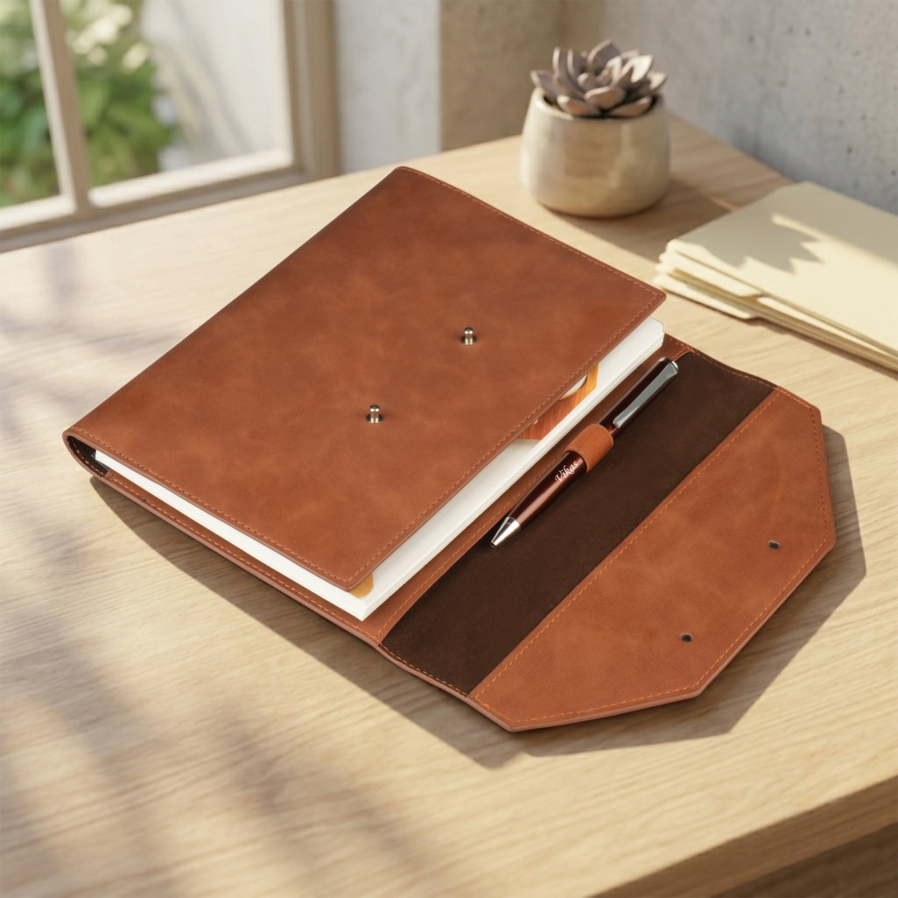 Personalized Persona Suede A5 Leatherette Organiser Diary - Tan