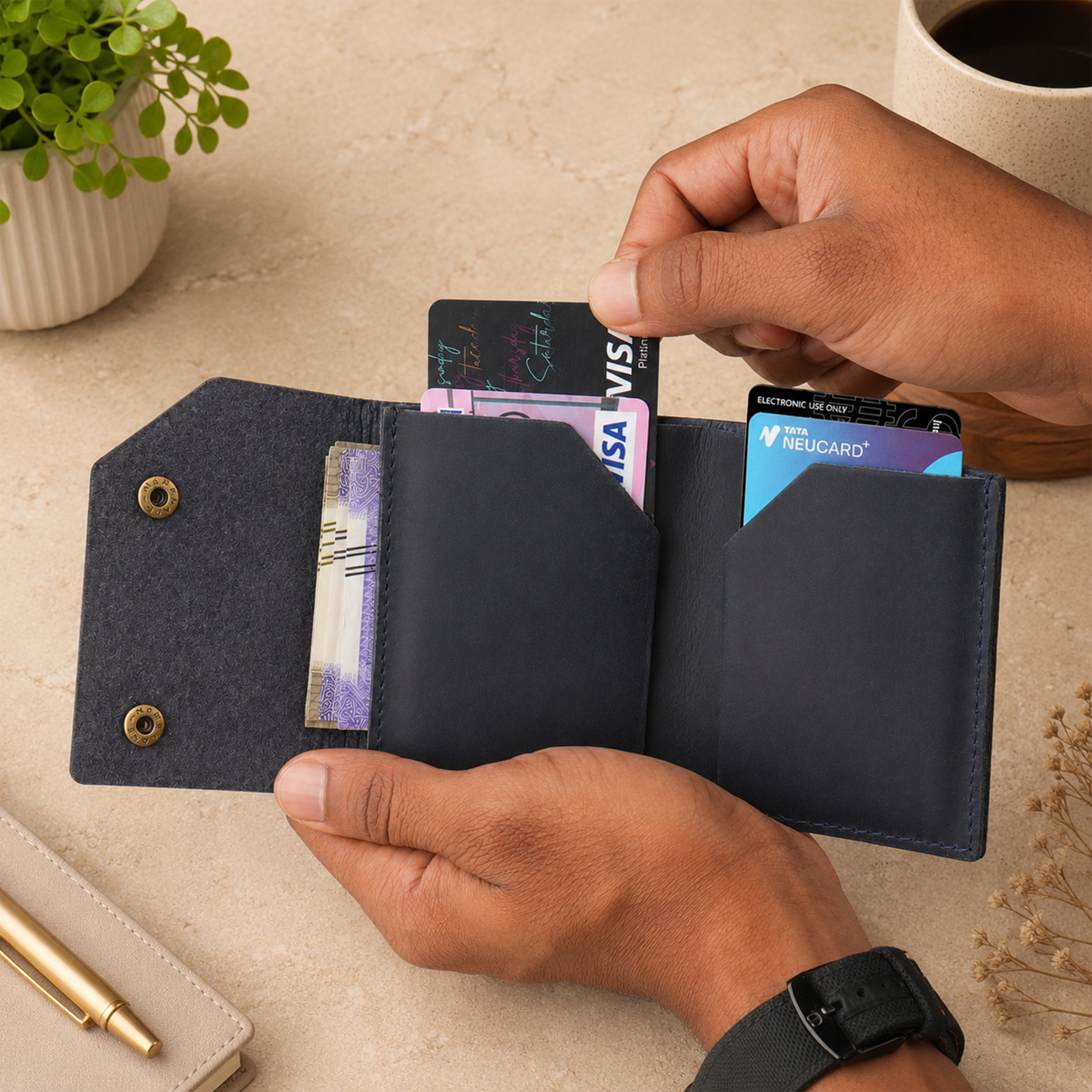 Snapper Minimalist Genuine Leather Wallet - Blue