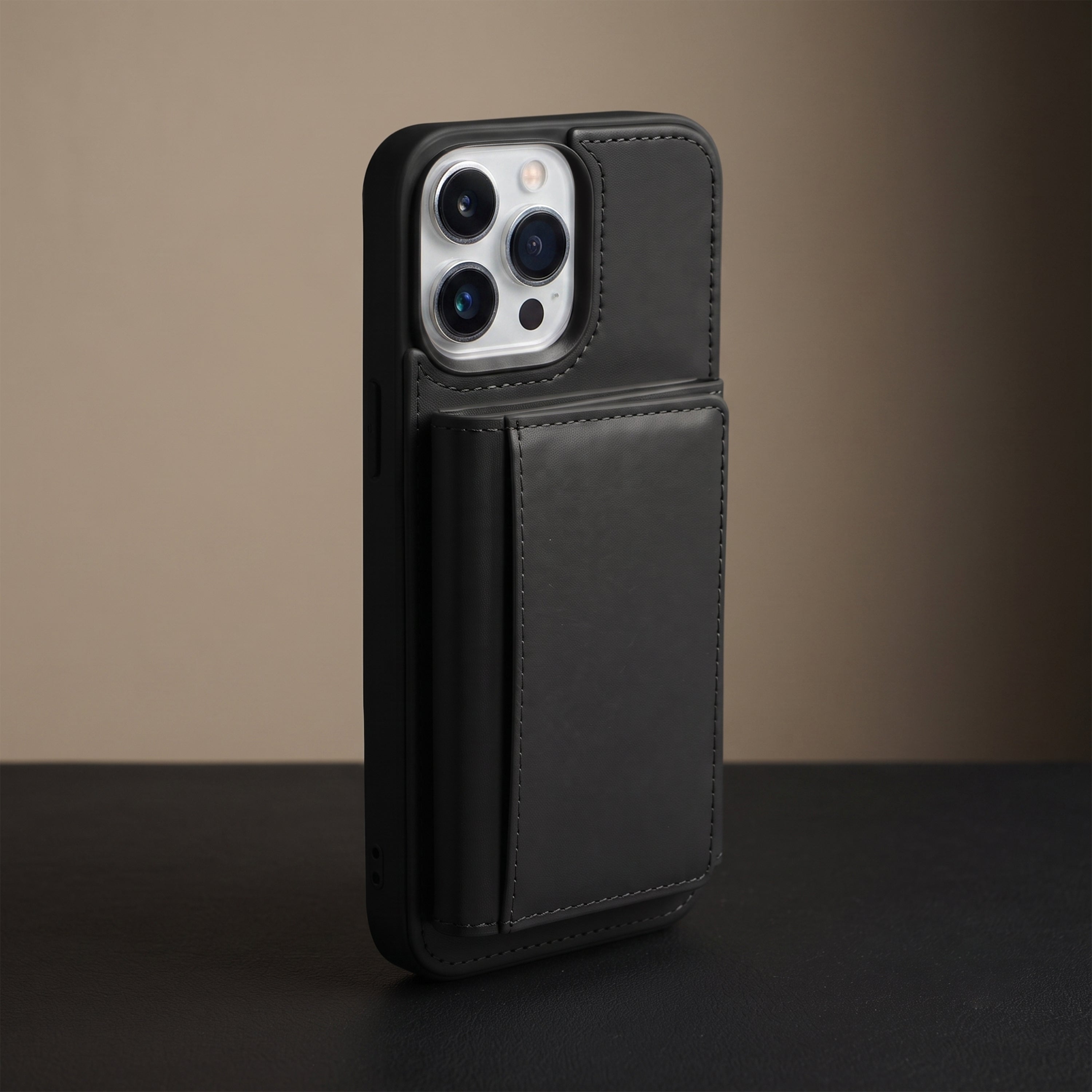 iPhone 16 Pro Max Magnetic Case with Detachable Cardholder - Black