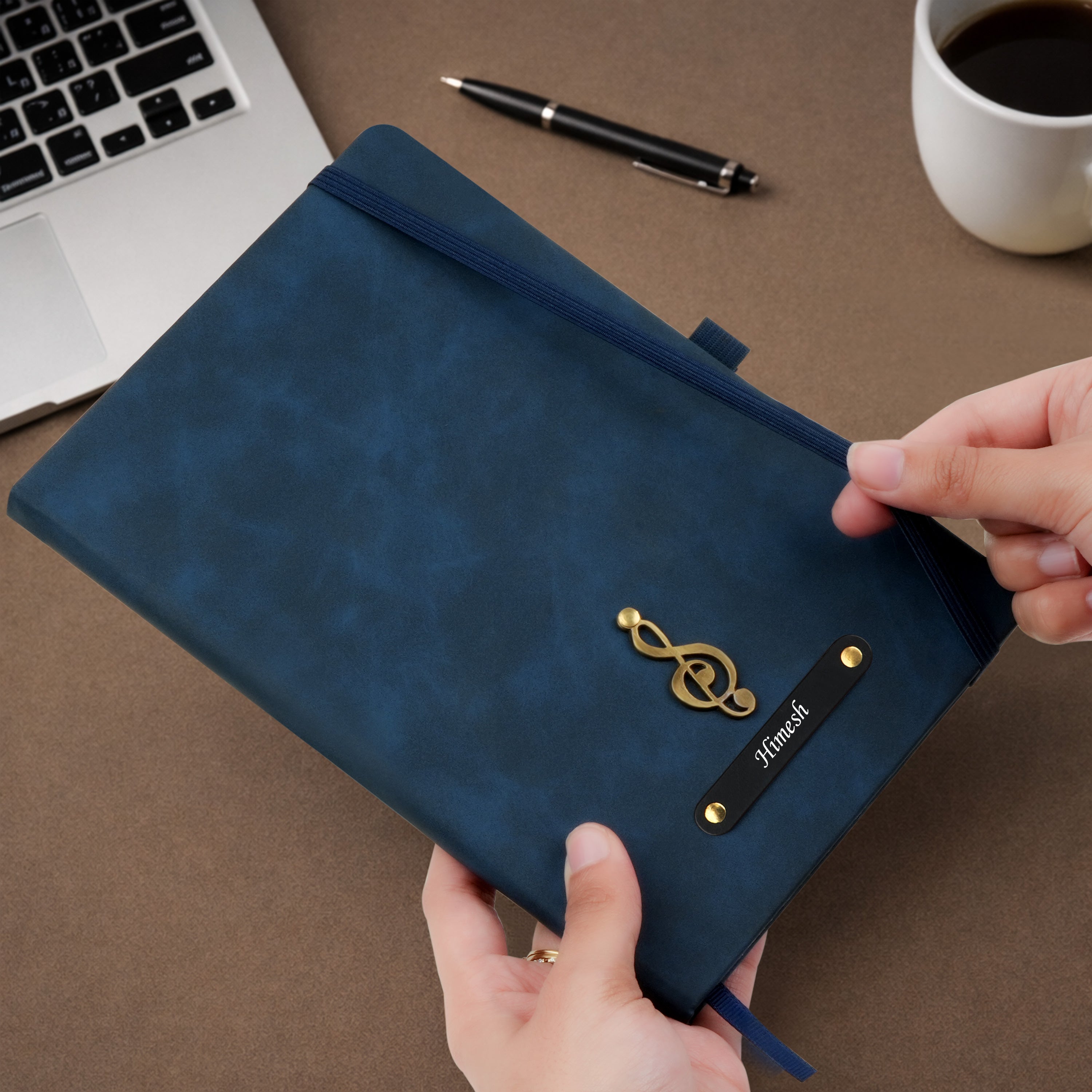 Personalized Inkspire Diary With Name & Charm - Dark Blue