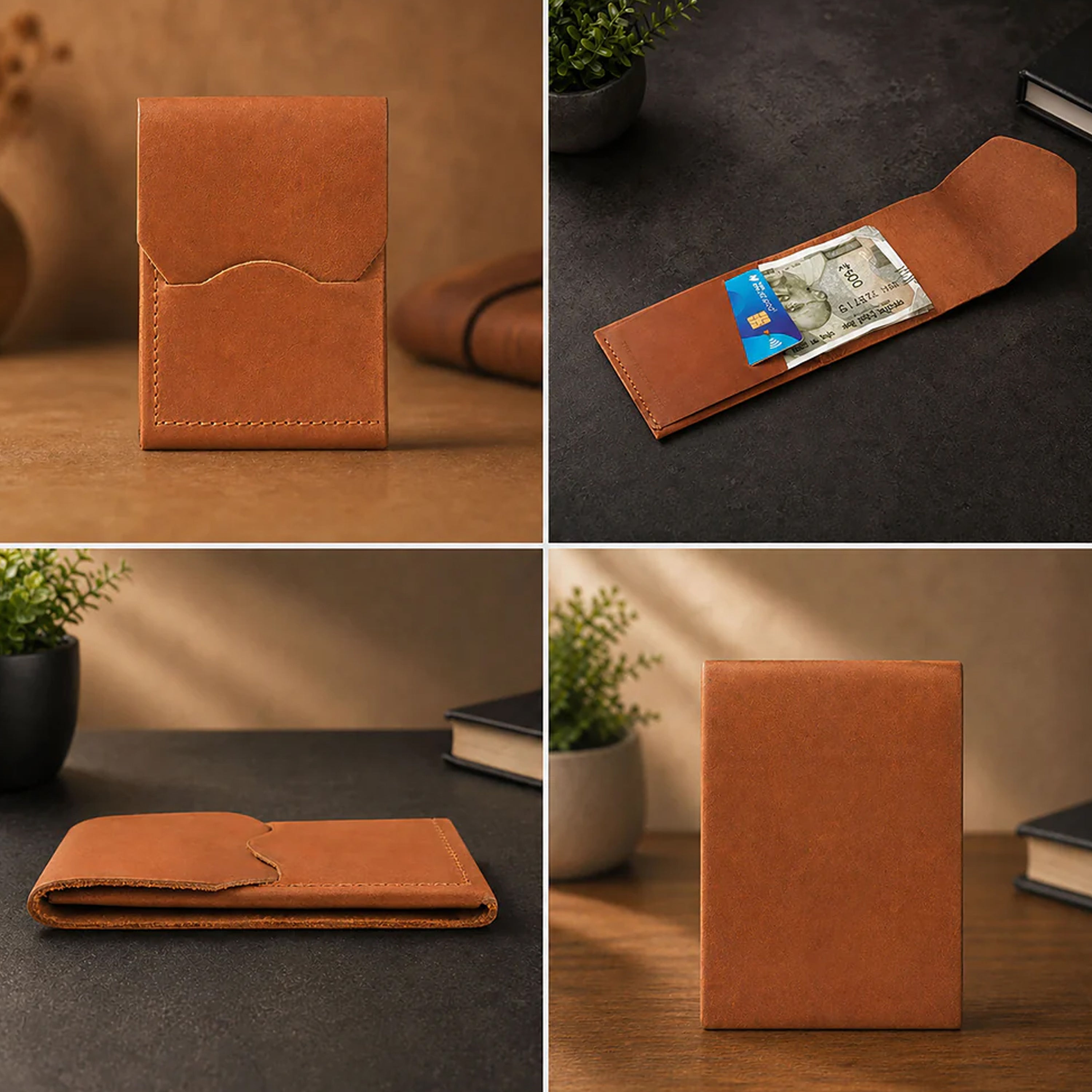 Urban Flip Genuine Leather Wallet - Tan