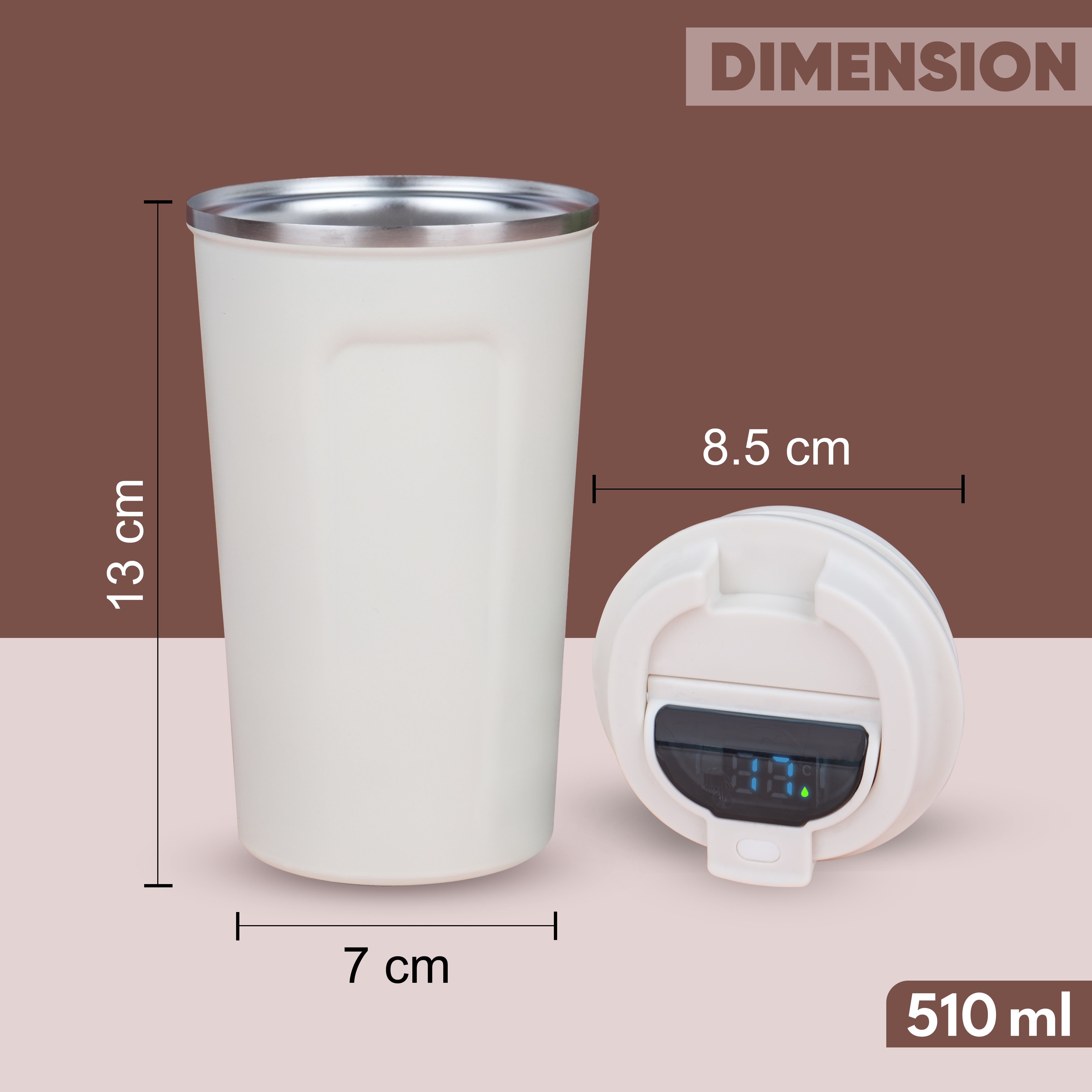 Stainless Steel Vacuum Insulated Coffee Mug With Smart LED Temperature Sensor