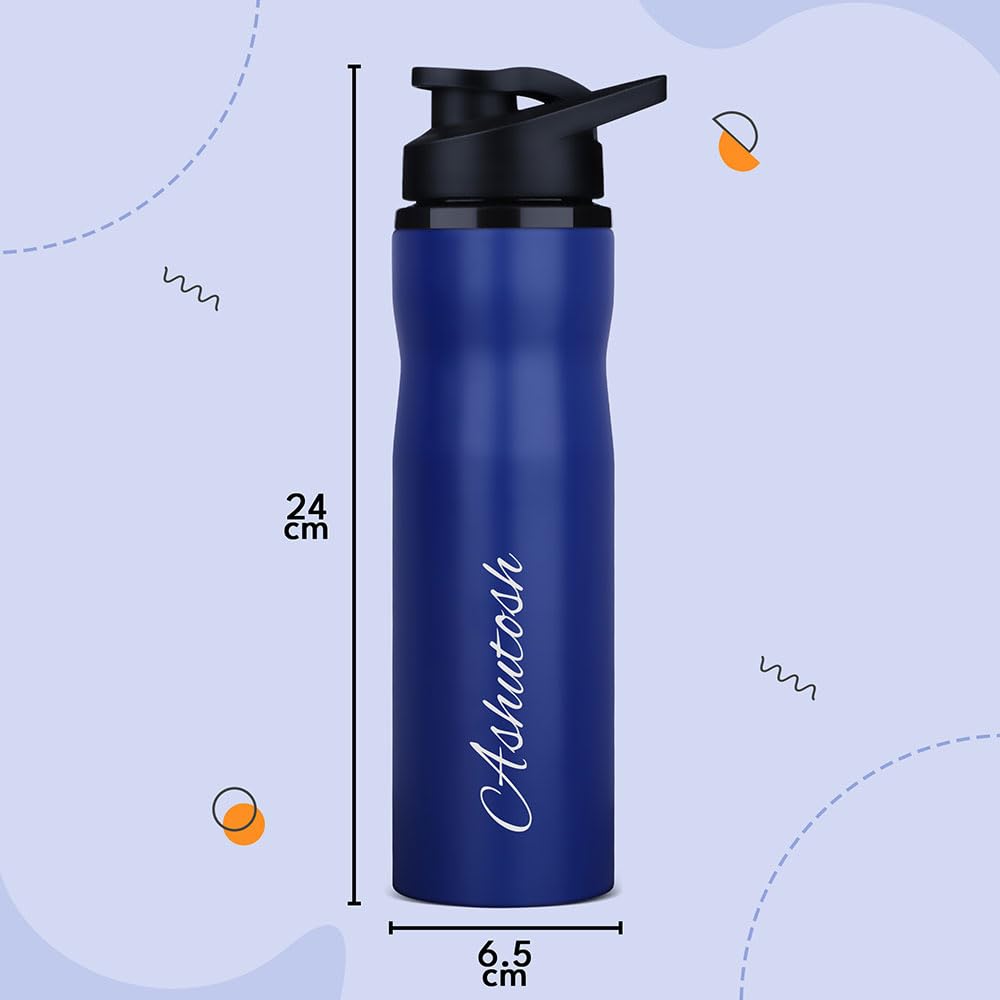 Personalized Neon Stainless Steel Sipper Water Bottle - Blue