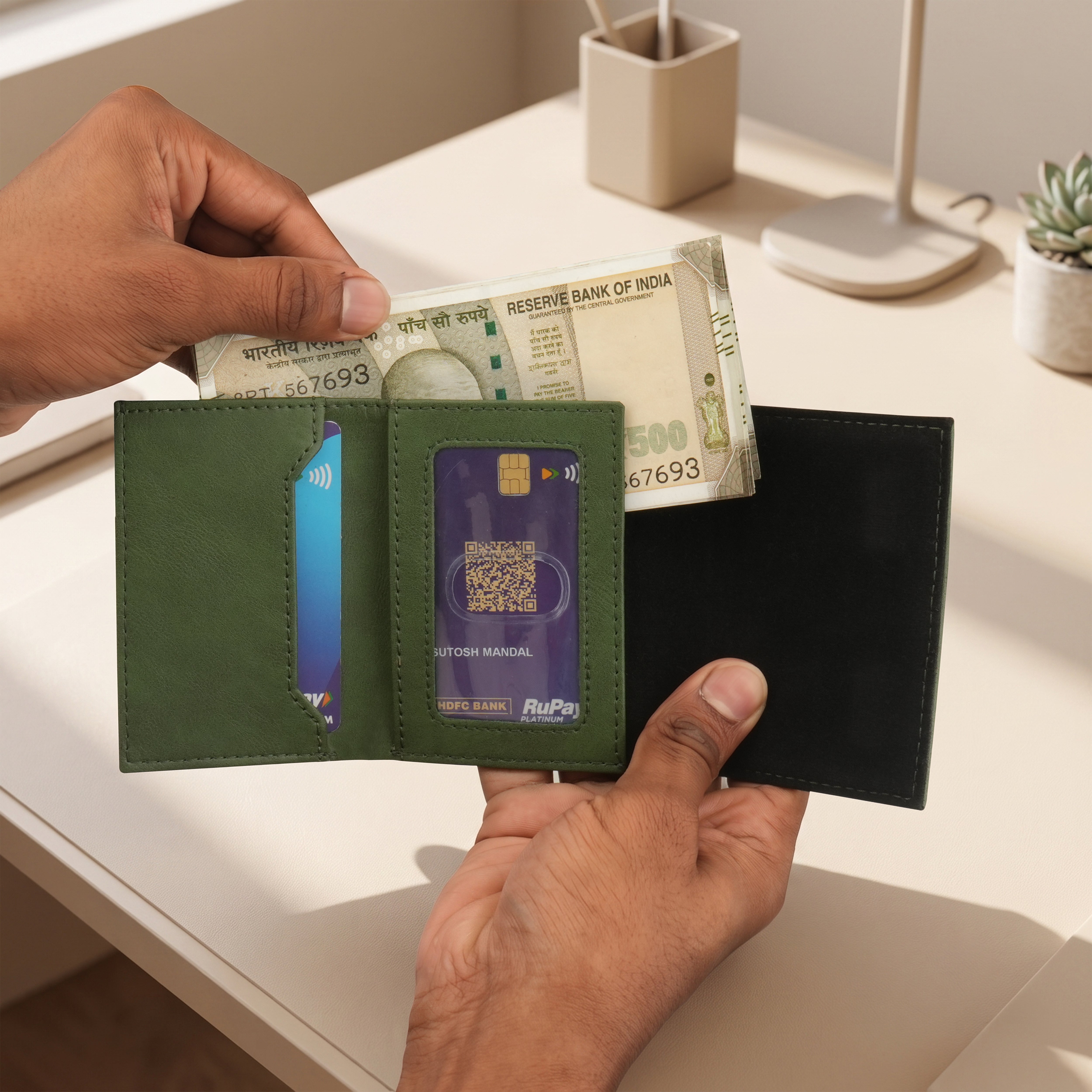 Crest RFID Protected Wallet Cardholder - Green