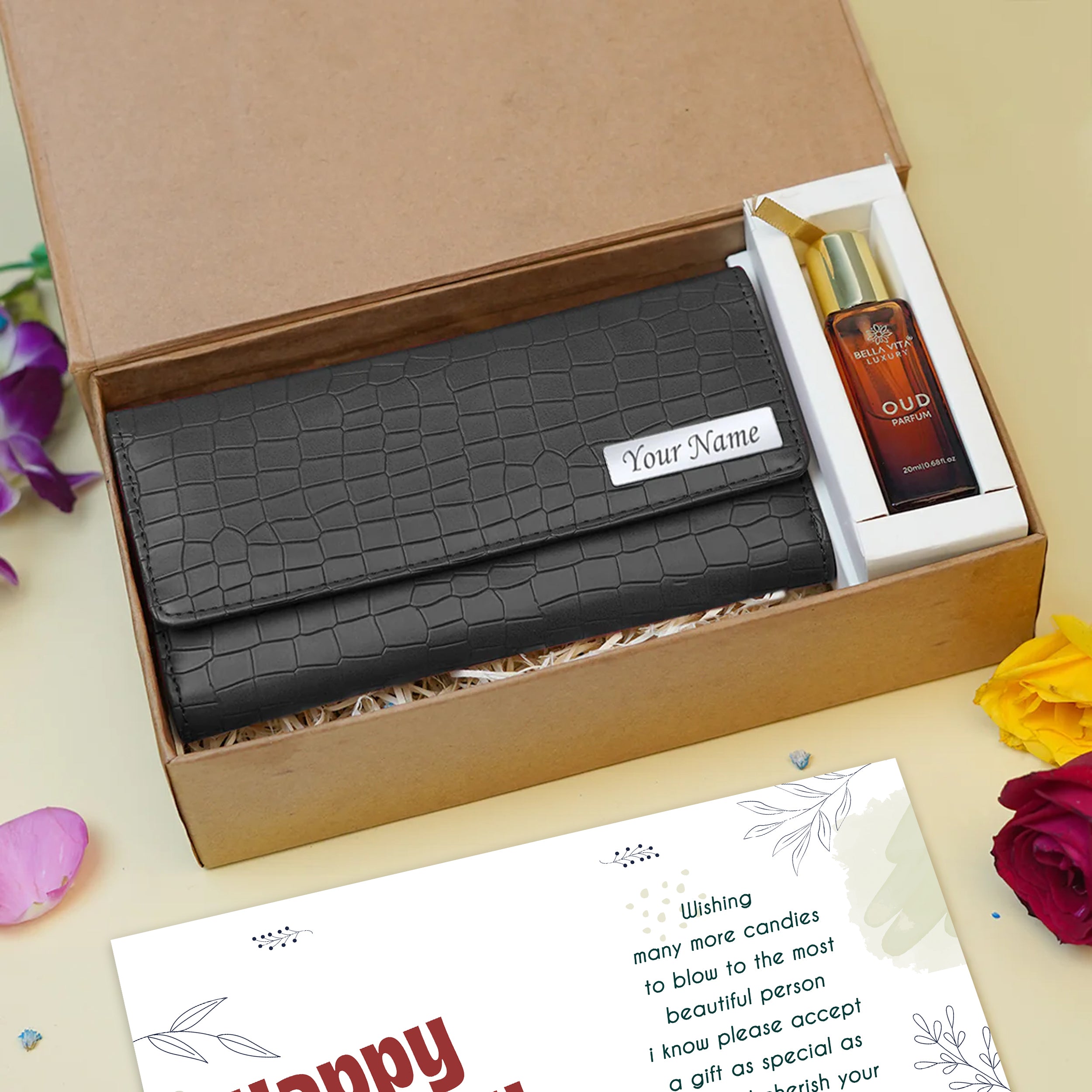 Personalized Brick Style Clutch & Perfume Gift Set