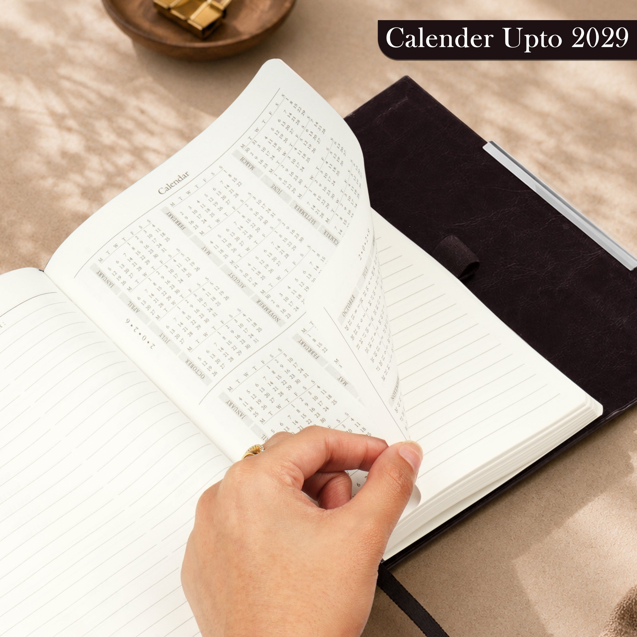 Monarch Personalized A5 Leatherette Diary & Pen Set - Brown