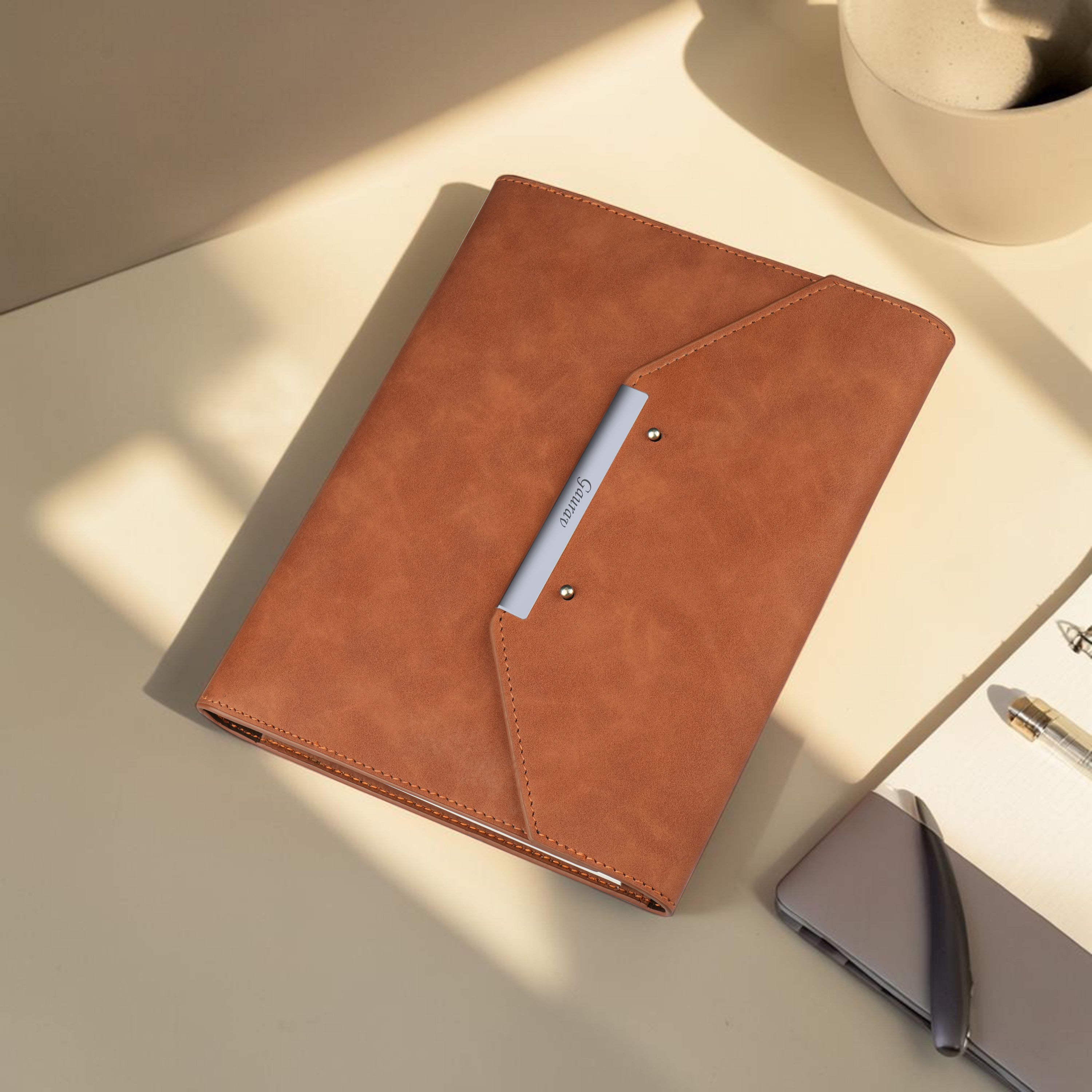 Personalized Persona Suede A5 Leatherette Organiser Diary - Tan