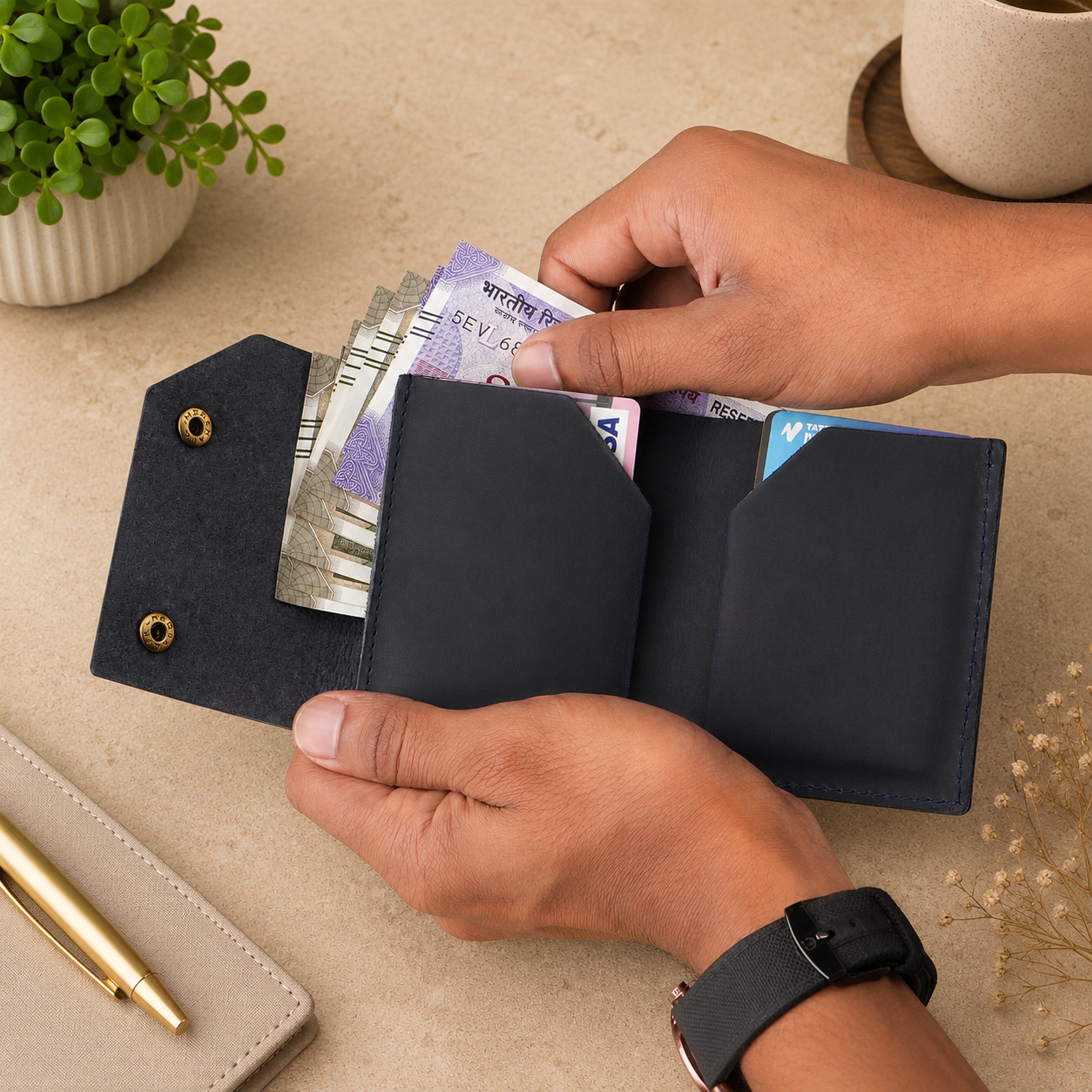 Snapper Minimalist Genuine Leather Wallet - Blue