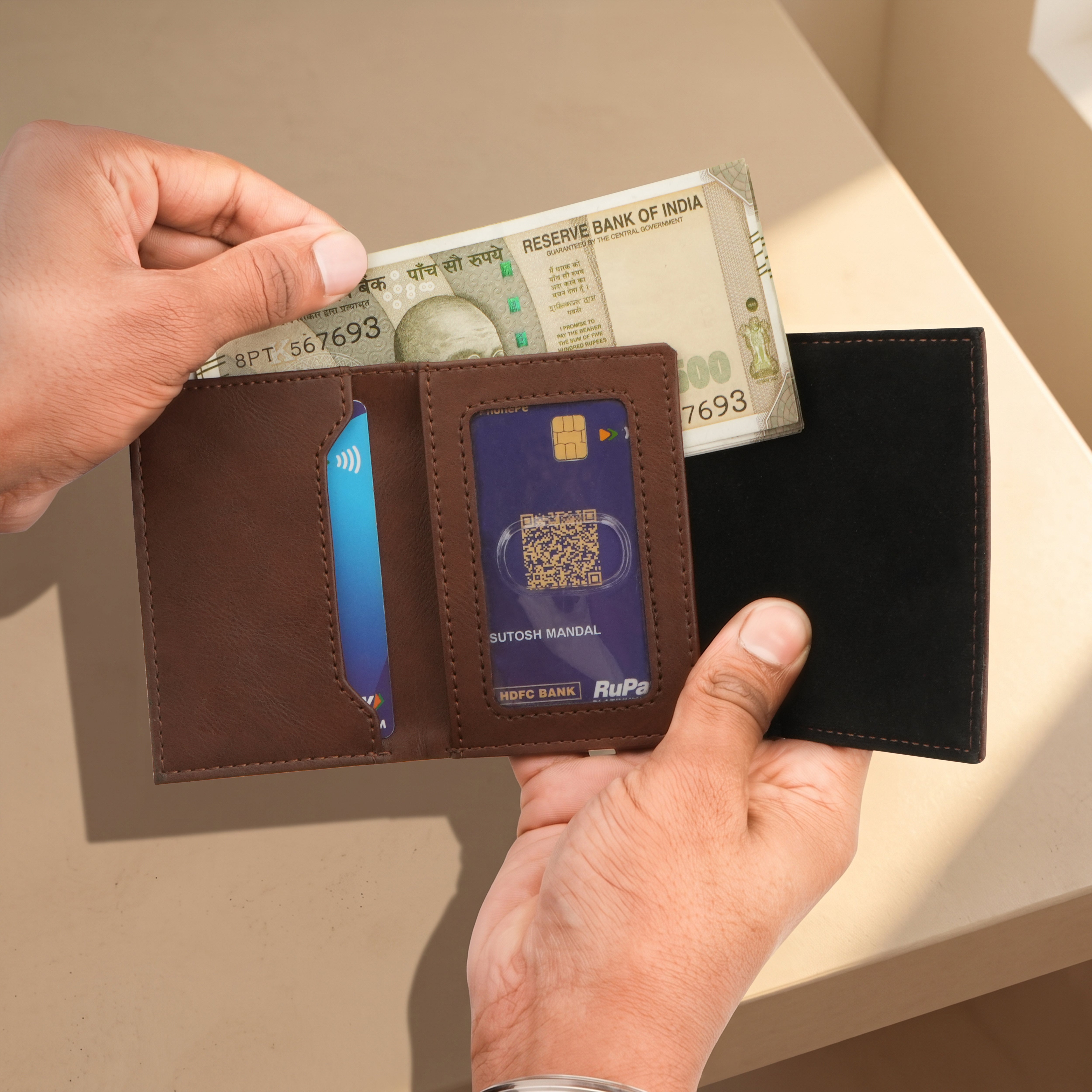 Crest RFID Protected Wallet Cardholder - Brown