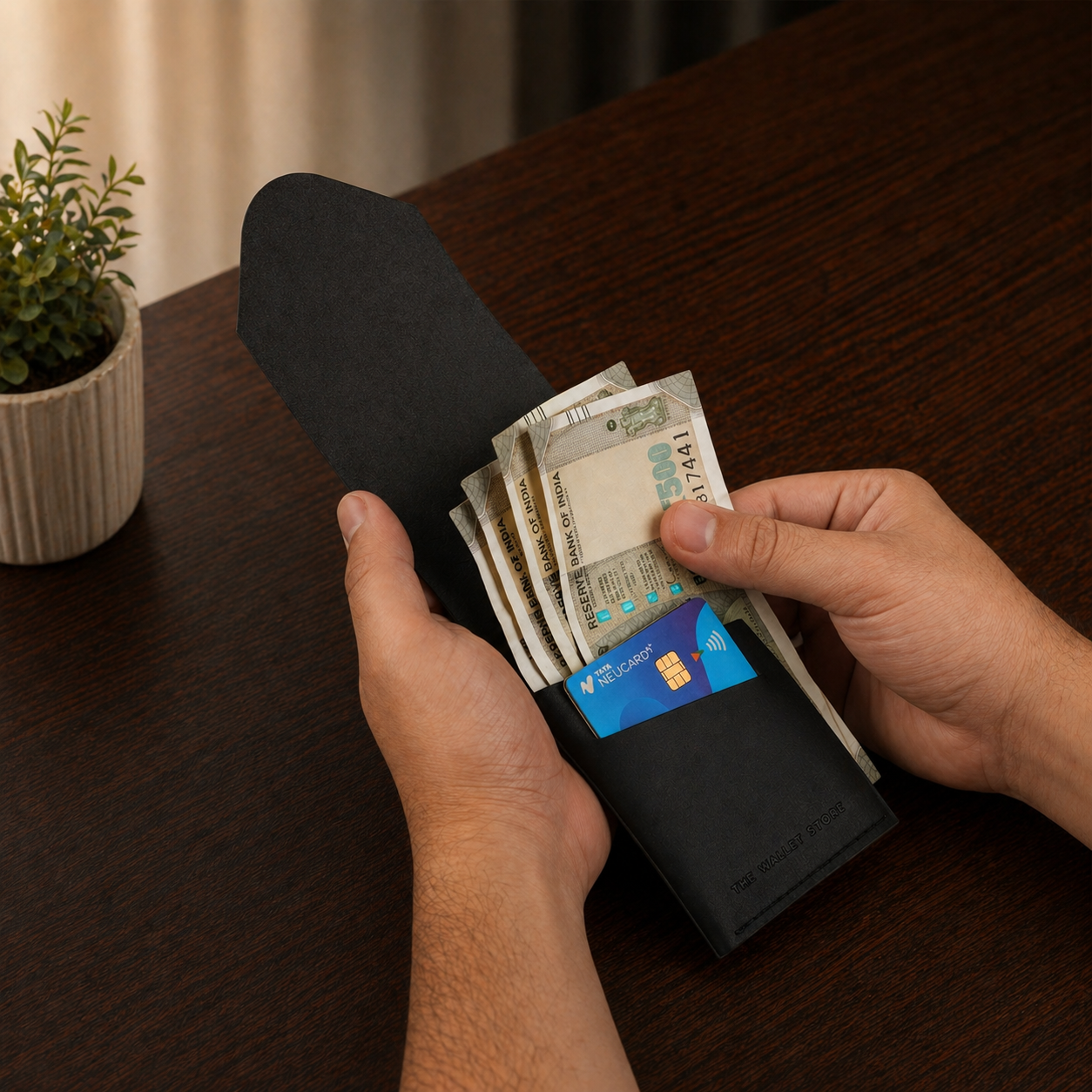 Urban Flip Genuine Leather Wallet - Black