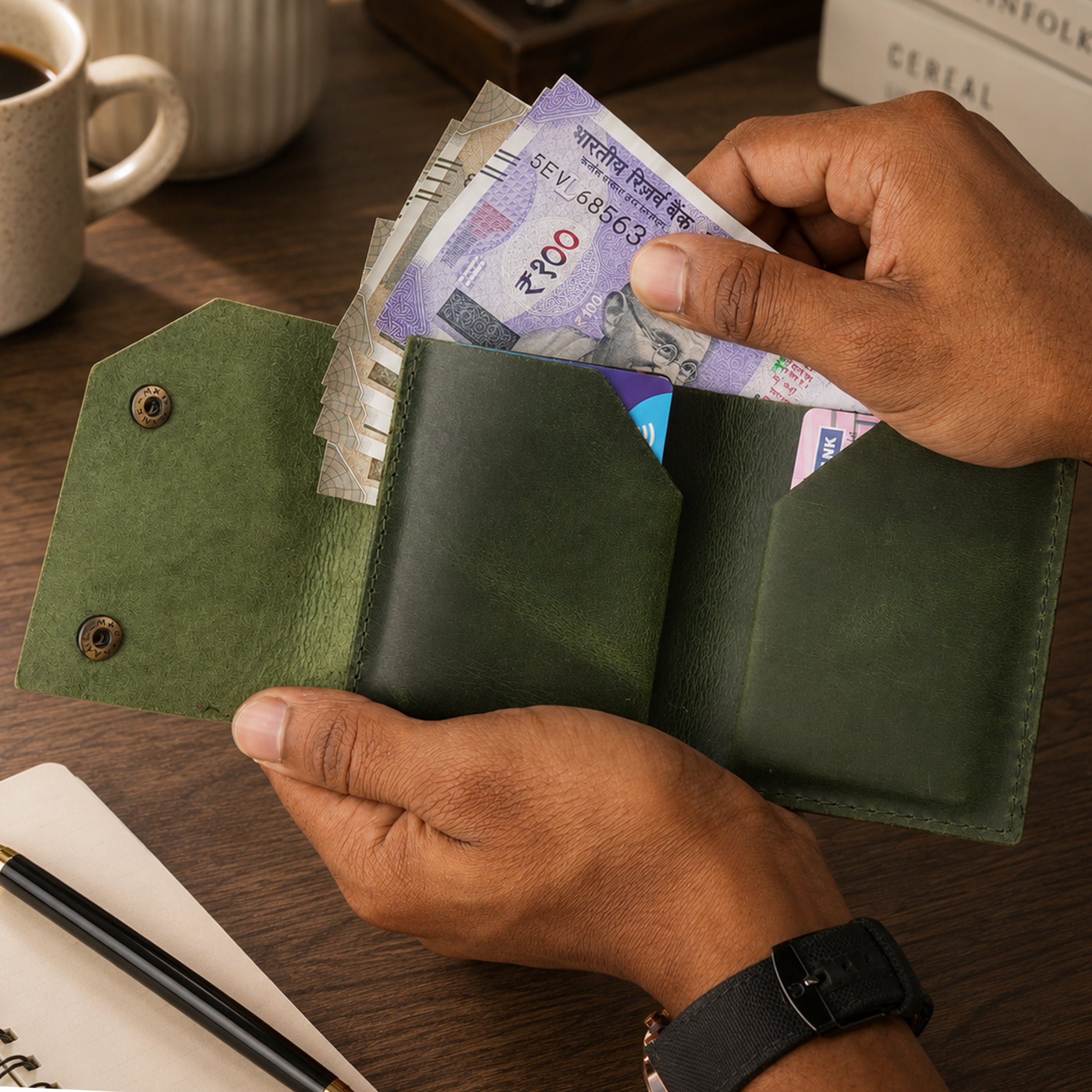Snapper Minimalist Genuine Leather Wallet - Dark Green