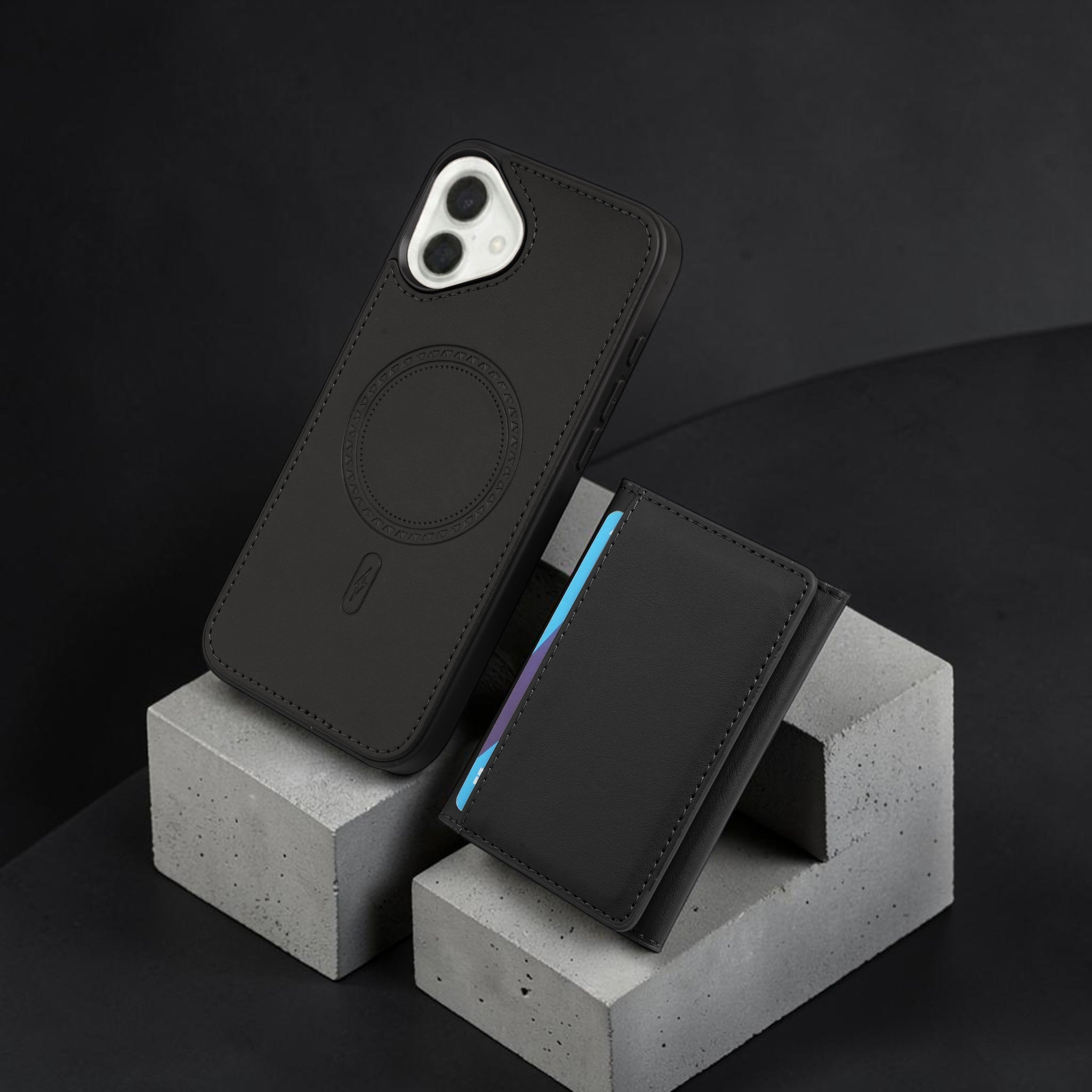 iPhone 16 Plus Magnetic Case with Detachable Cardholder - Black
