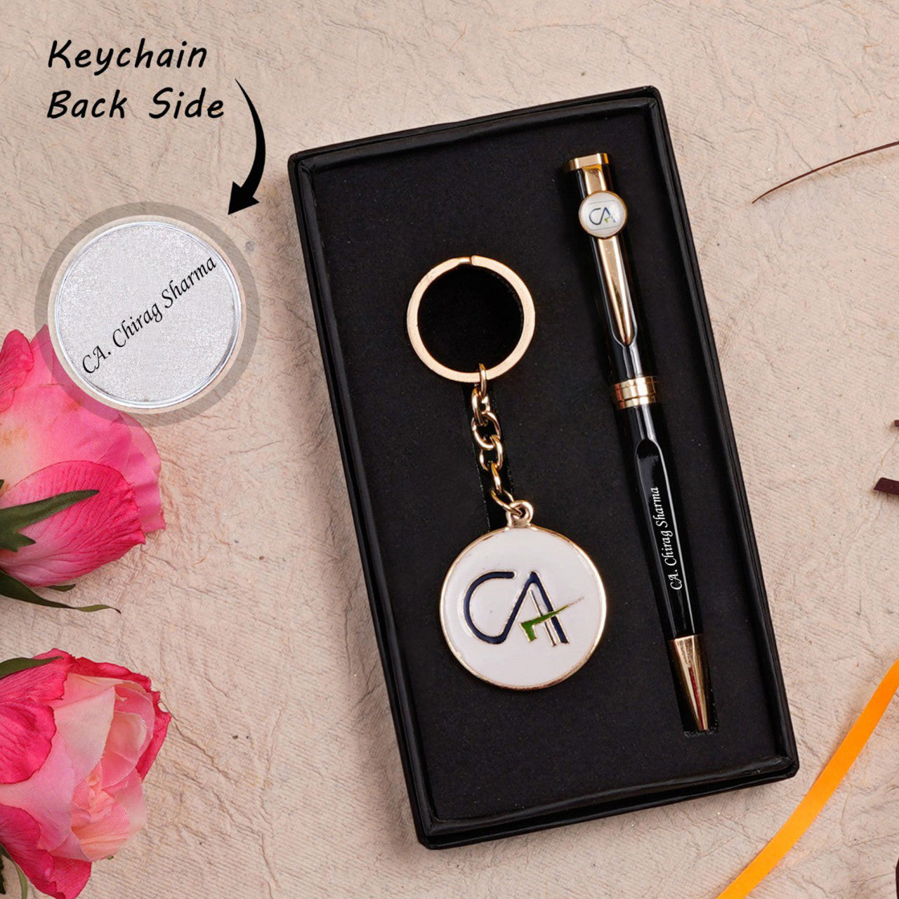 Personalized CA Keychain And Pen Combo