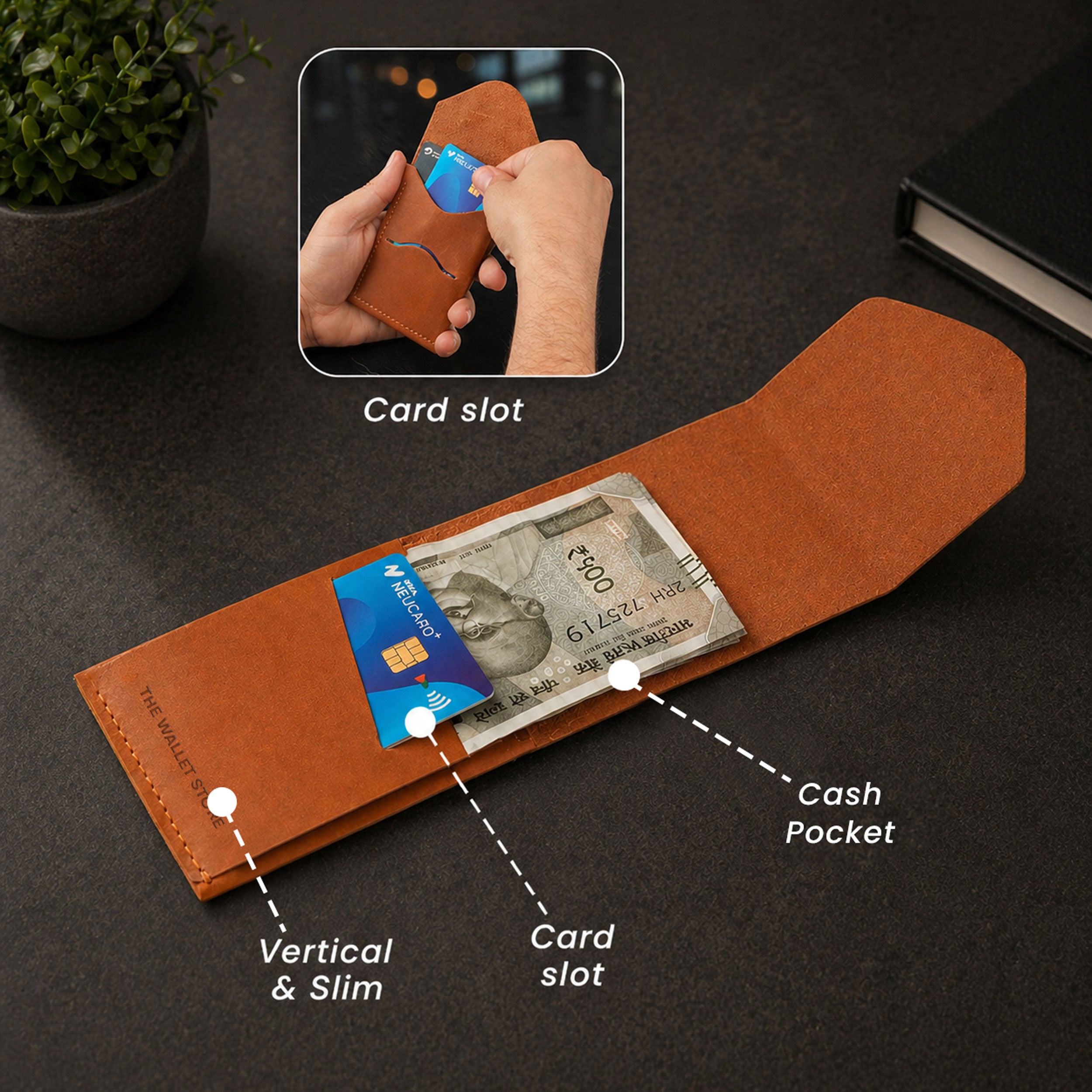 Urban Flip Genuine Leather Wallet - Tan