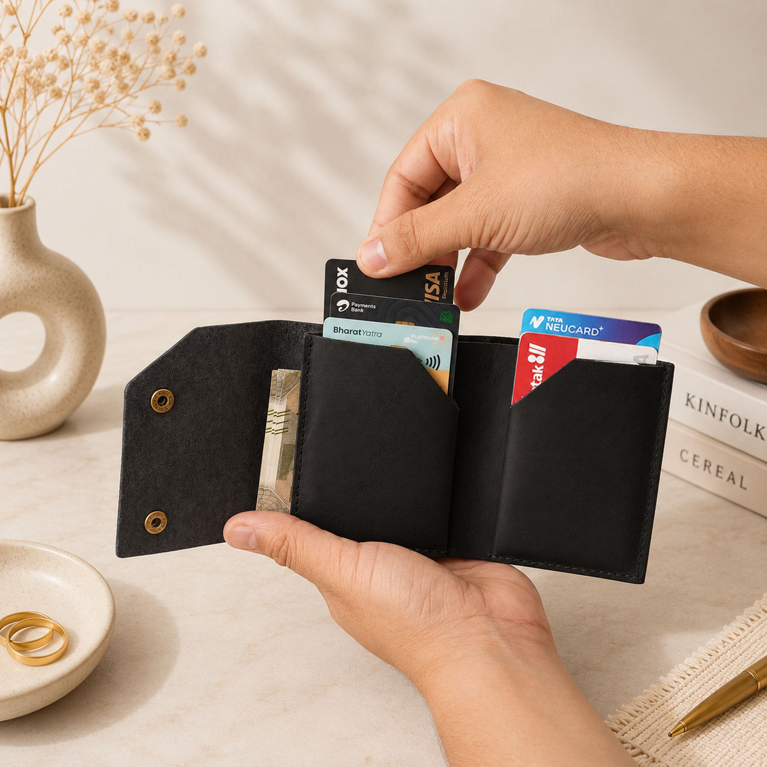 Snapper Minimalist Genuine Leather Wallet - Black
