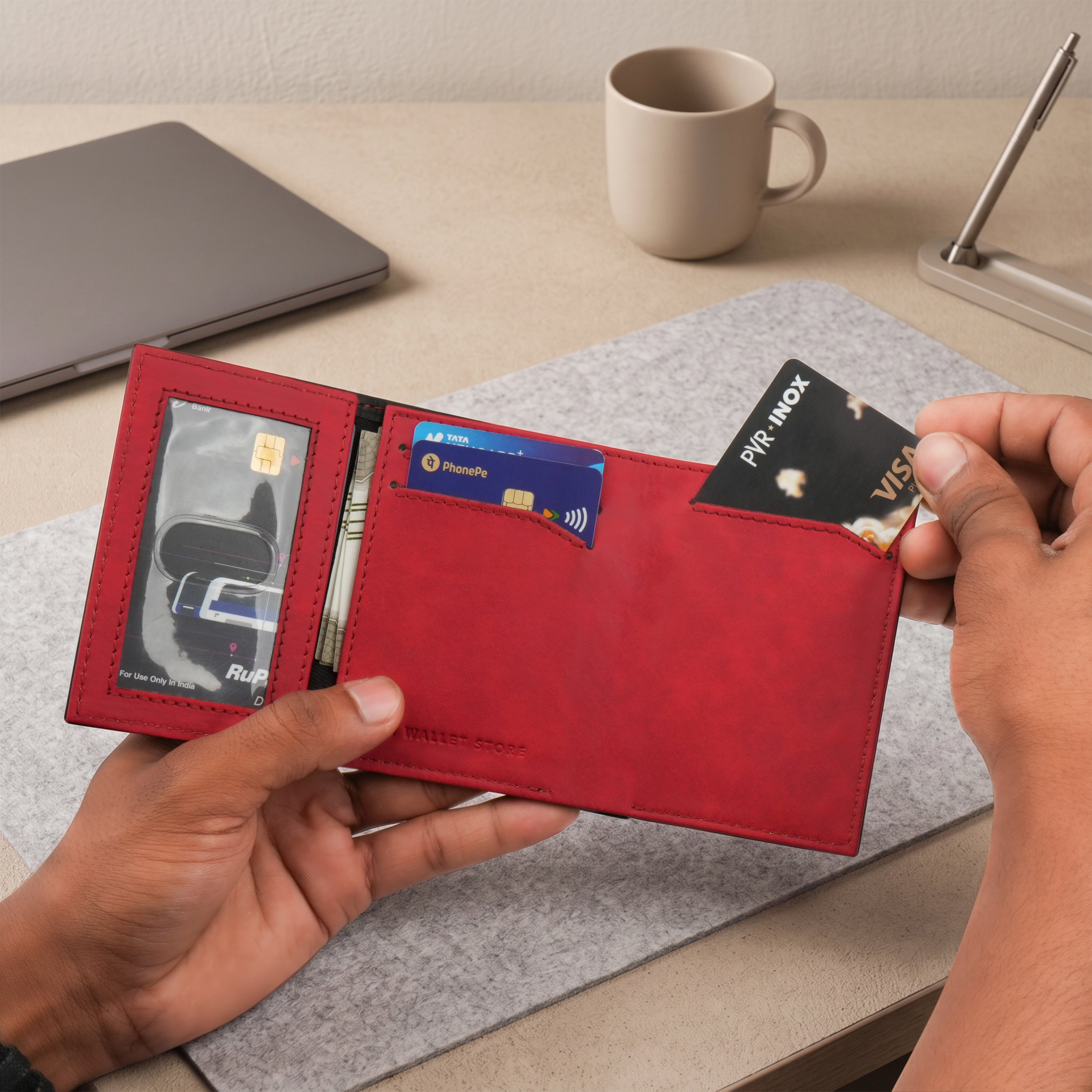 SlideX Neo RFID-Protected Dual Color Wallet Cardholder - Black & Red