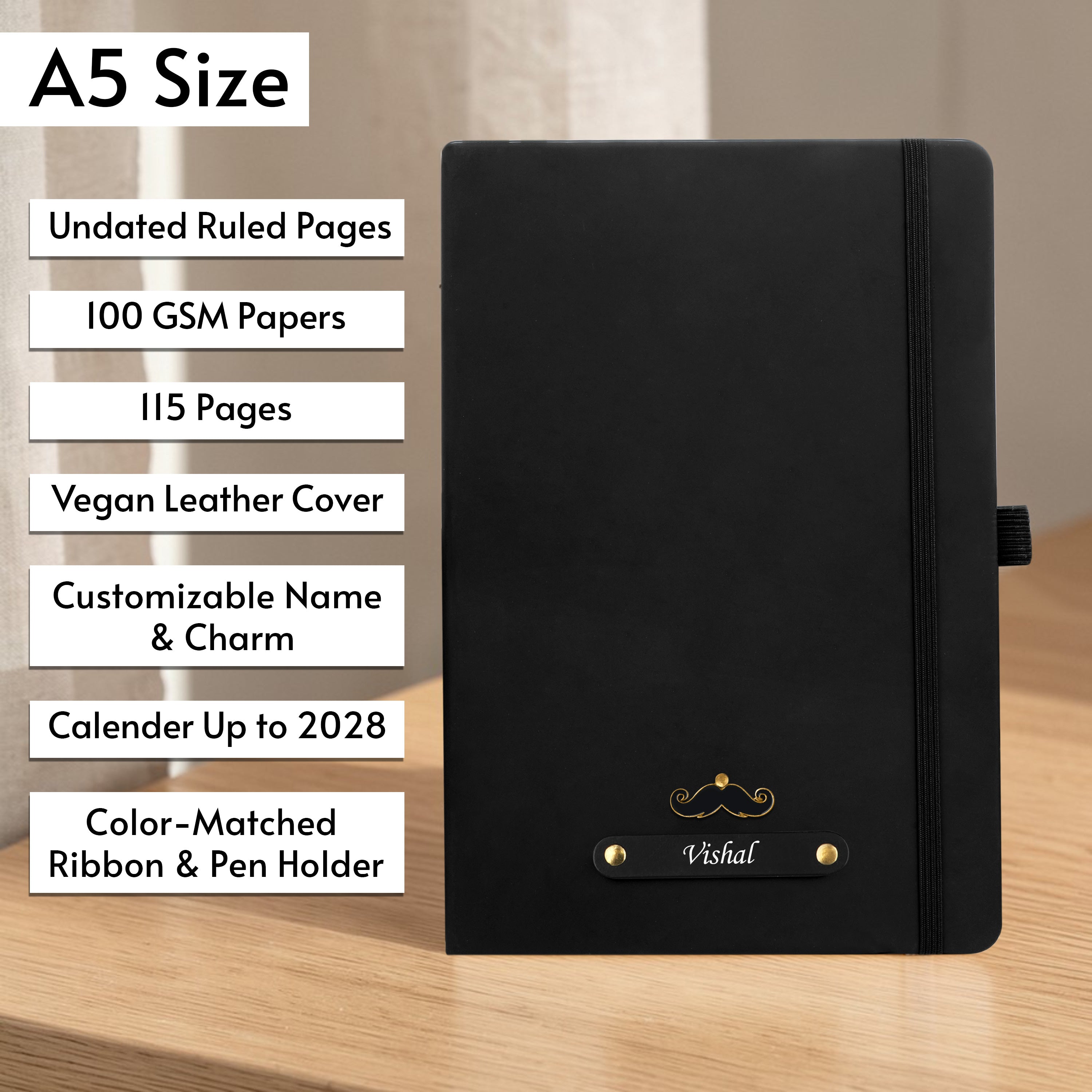 Personalized Inkspire Diary With Name & Charm - Black