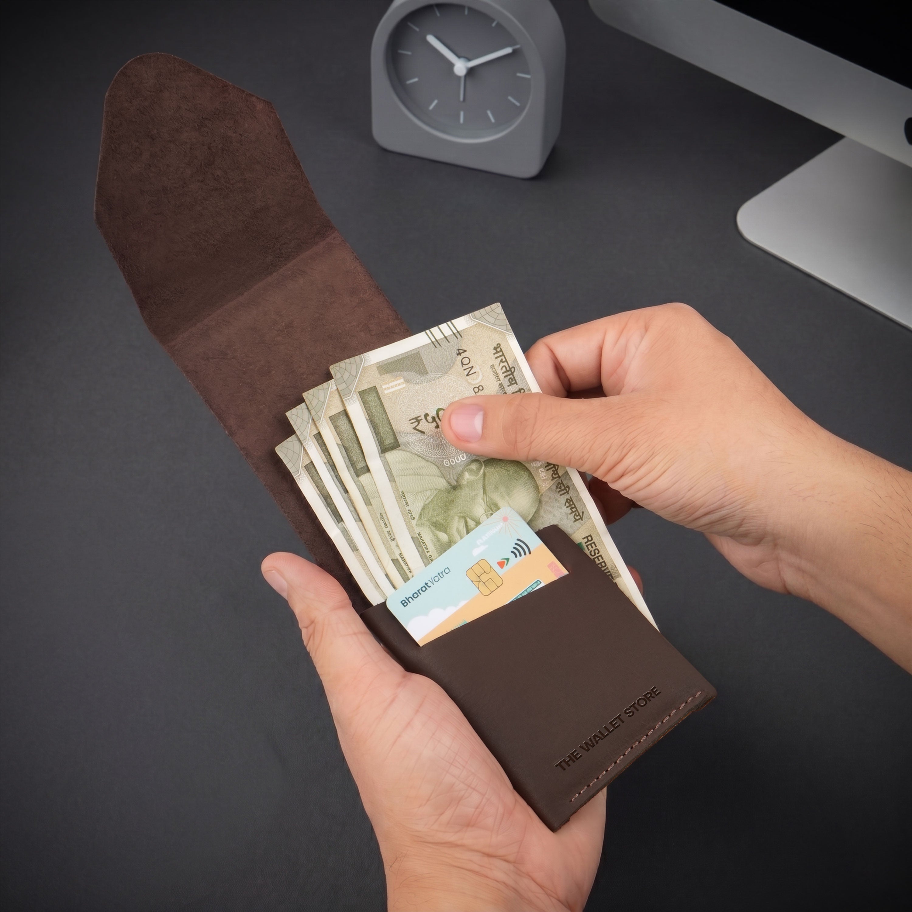 Urban Flip Genuine Leather Wallet - Dark Brown