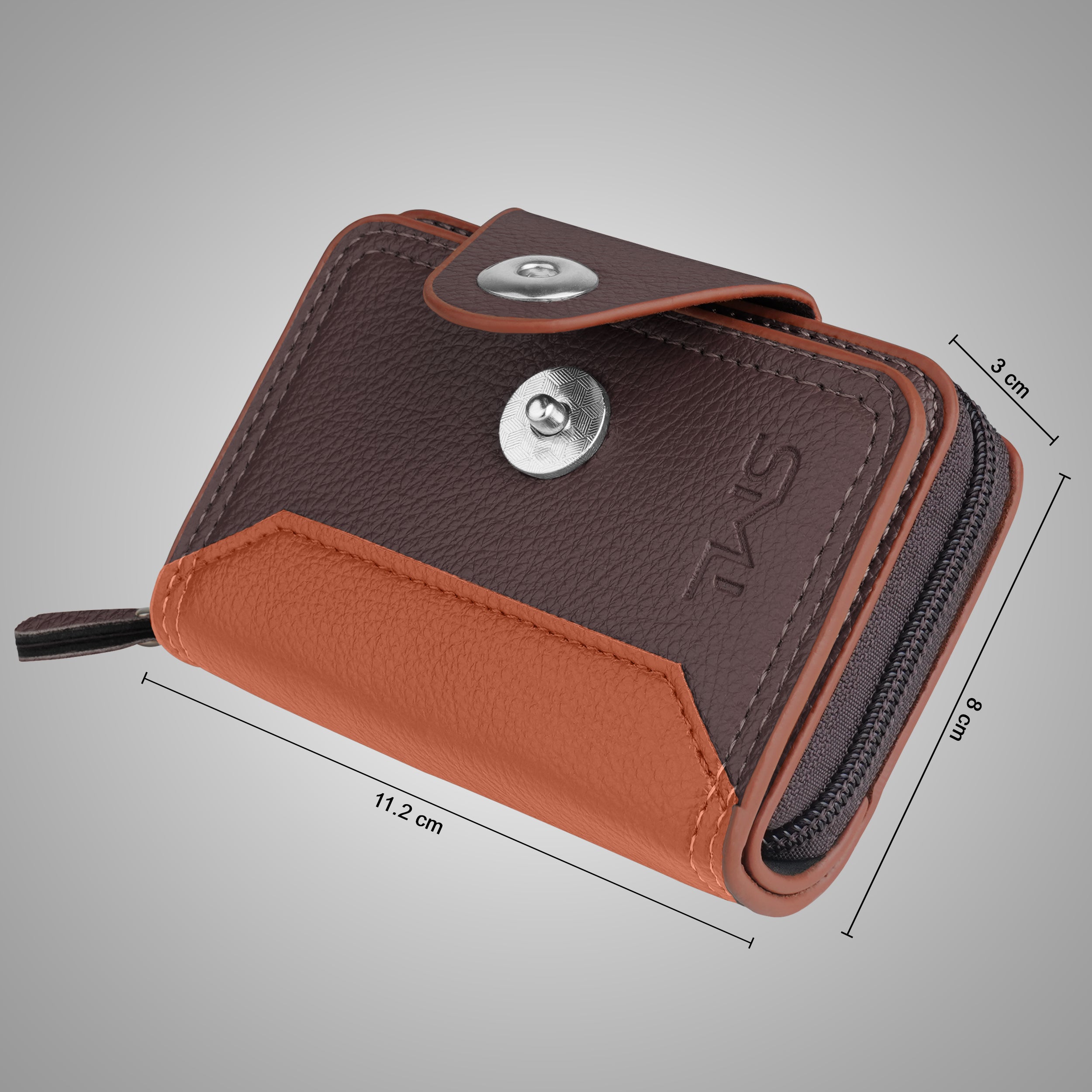 Secure Mate Vegan Leather Zipper Wallet - Brown Tan