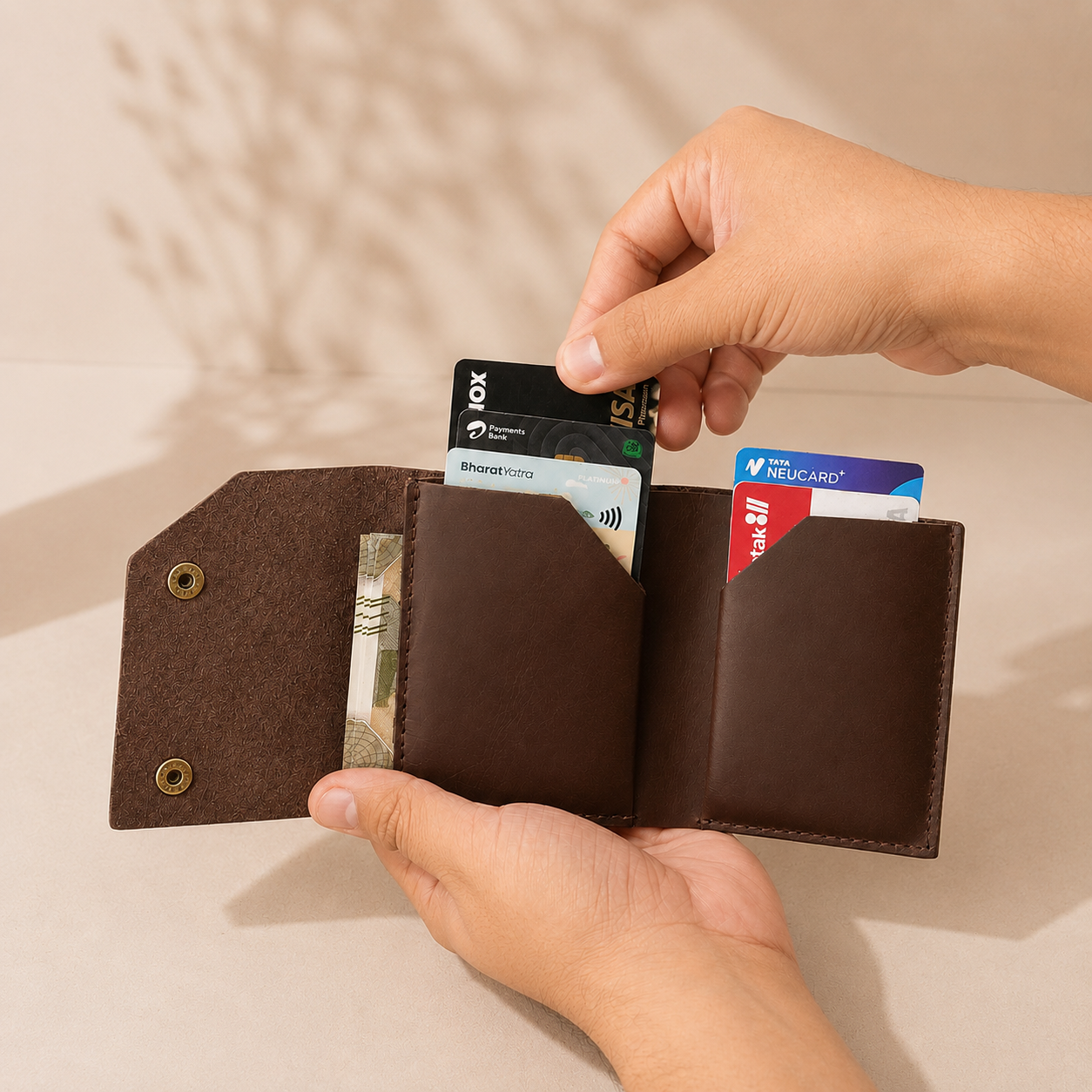 Snapper Minimalist Genuine Leather Wallet - Dark Brown