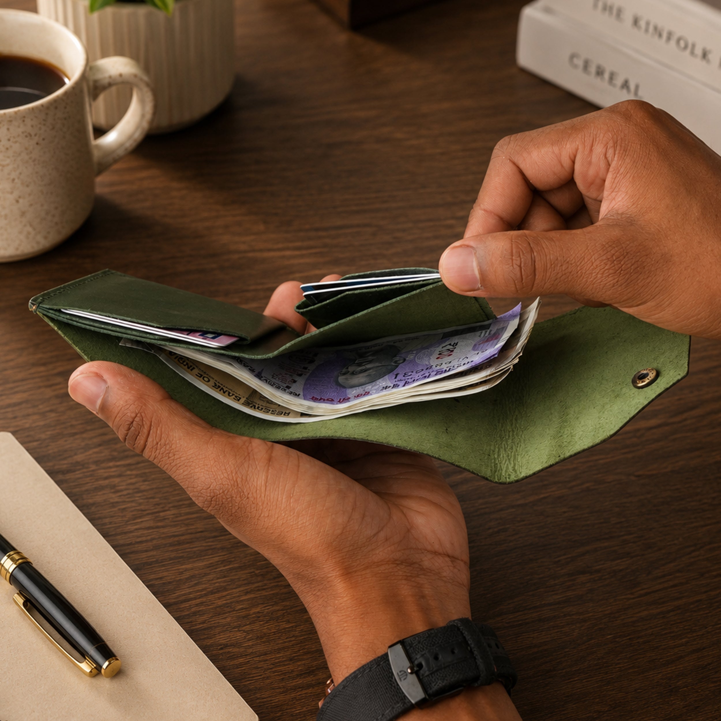 Snapper Minimalist Genuine Leather Wallet - Dark Green