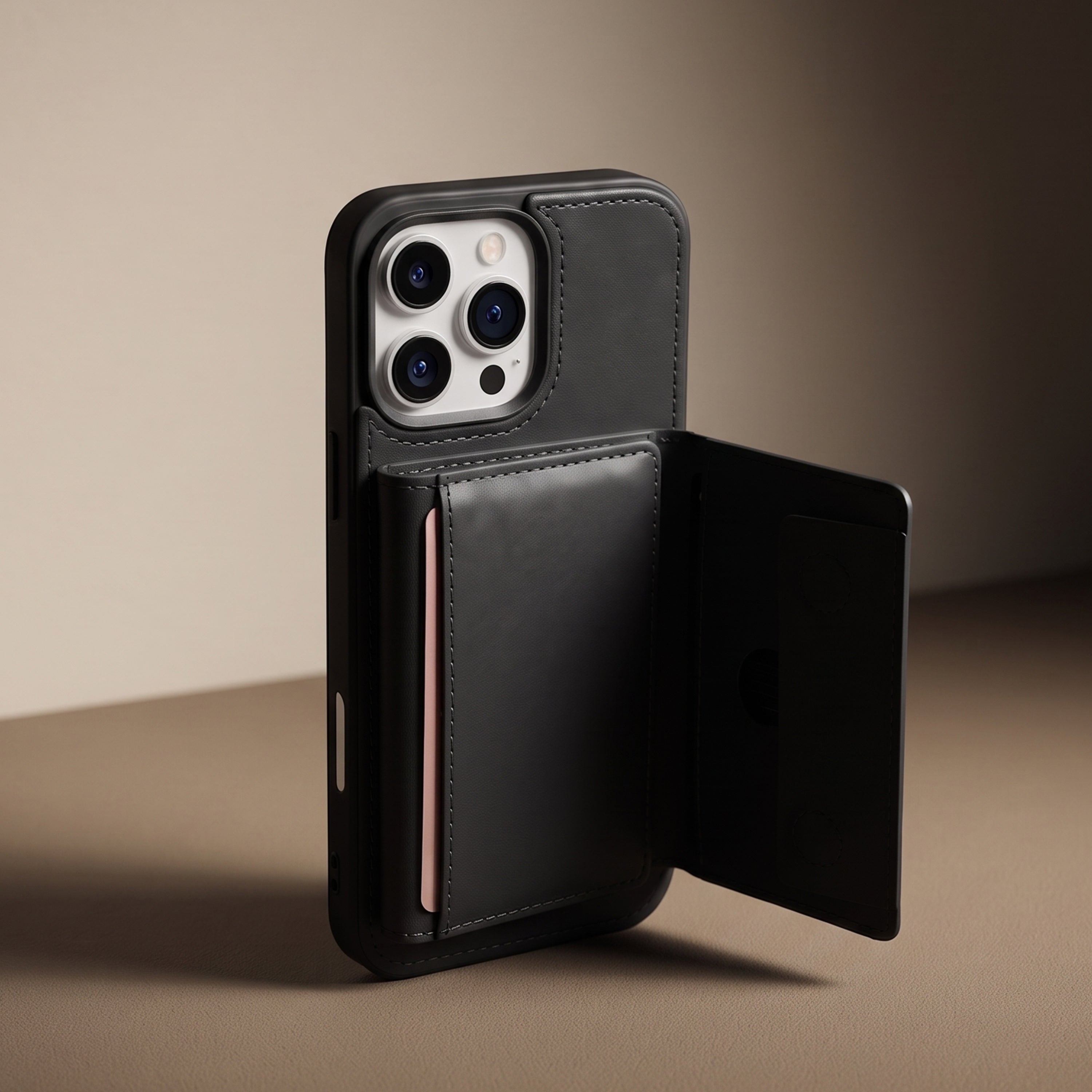 iPhone 16 Pro Max Magnetic Case with Detachable Cardholder - Black