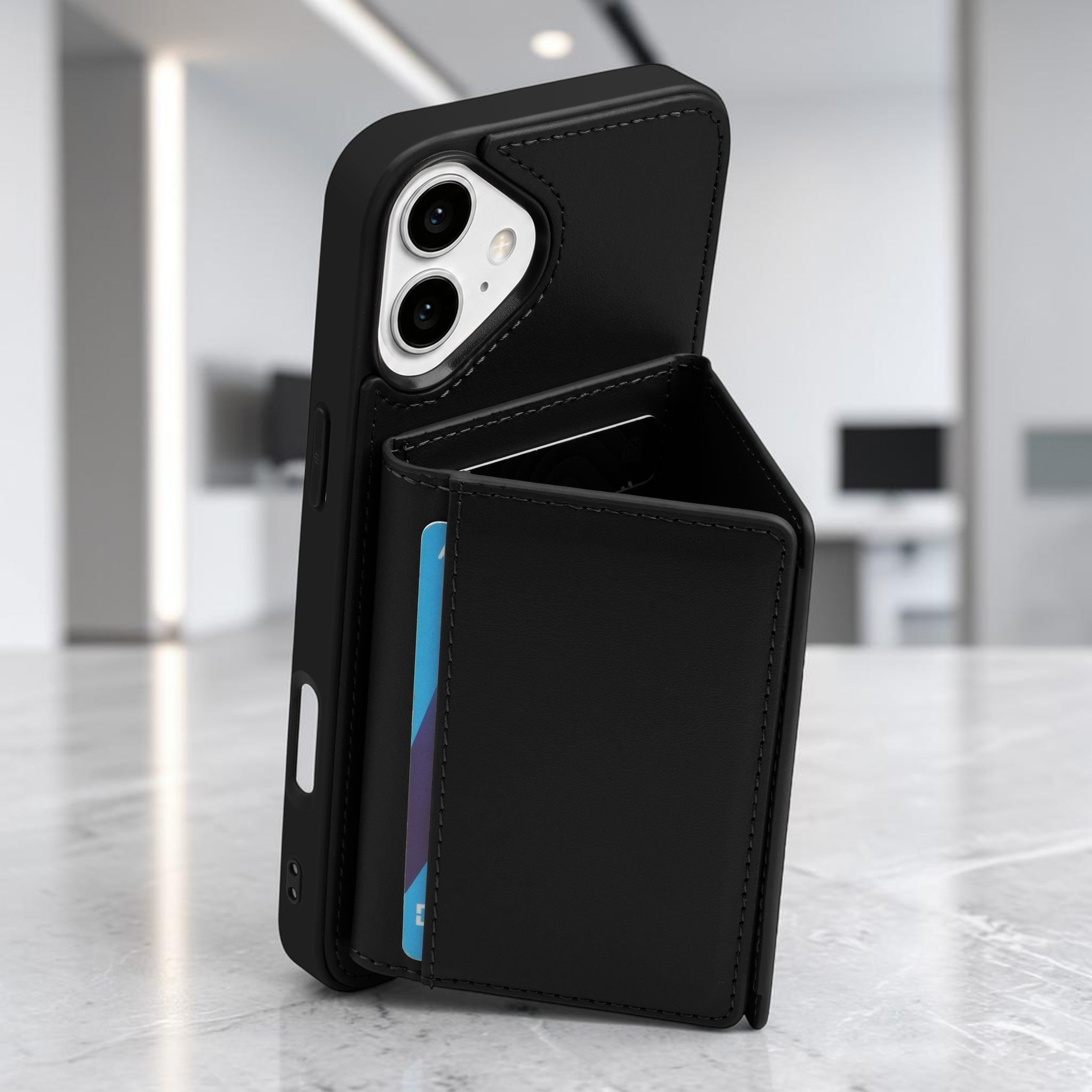 iPhone 16 Plus Magnetic Case with Detachable Cardholder - Black