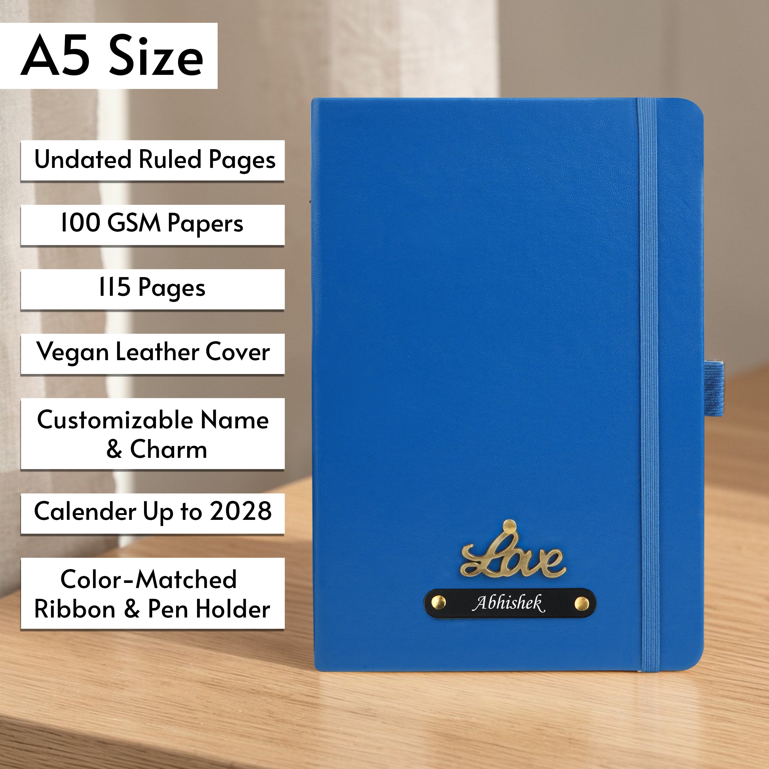Personalized Inkspire Diary With Name & Charm - Blue