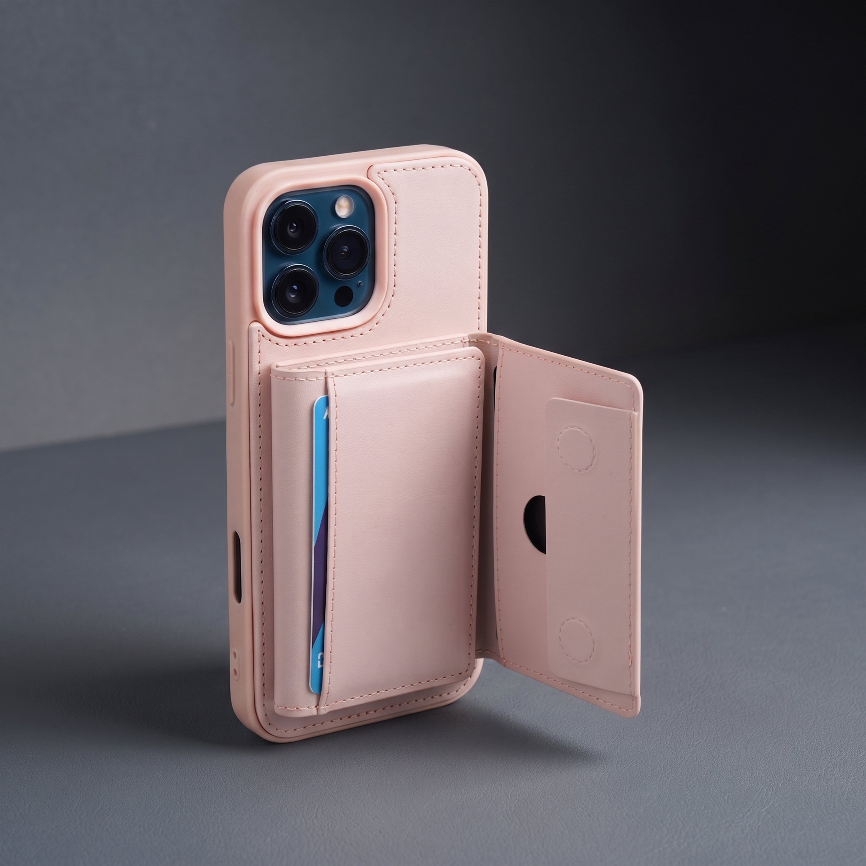 iPhone 16 Pro Max Magnetic Case with Detachable Cardholder - Pink