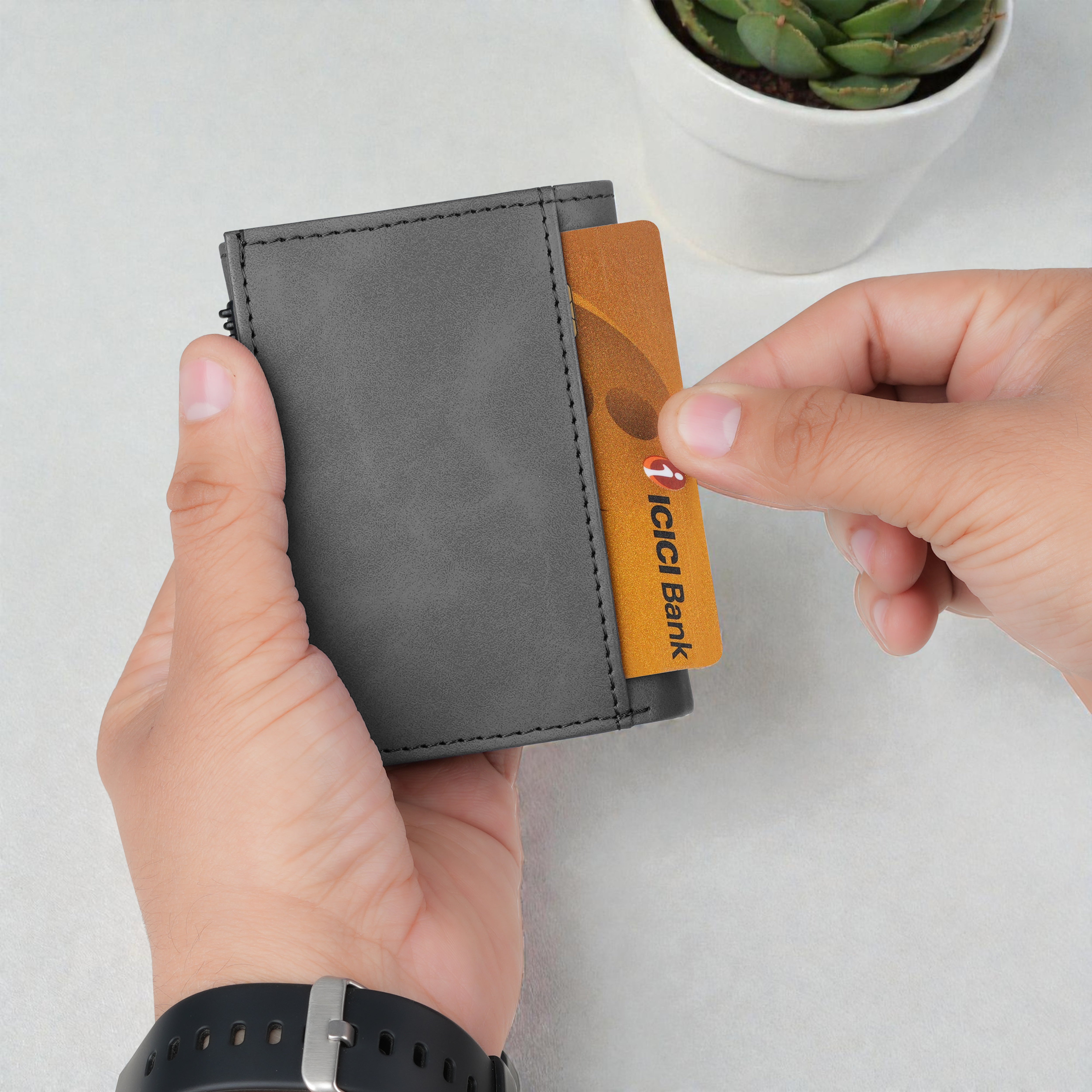 SlideX Neo RFID-Protected Dual Color Wallet Cardholder - Grey
